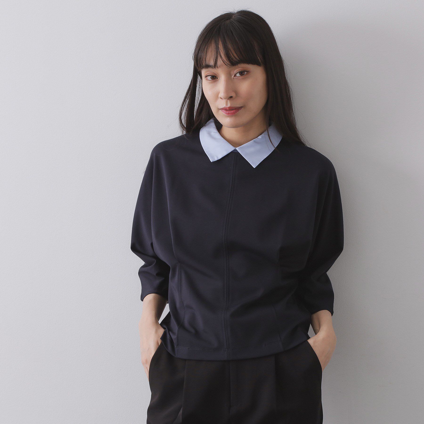 OPAQUE.CLIP「襟付きドルマントップス【洗濯機OK】」|Tシャツ・カットソー|