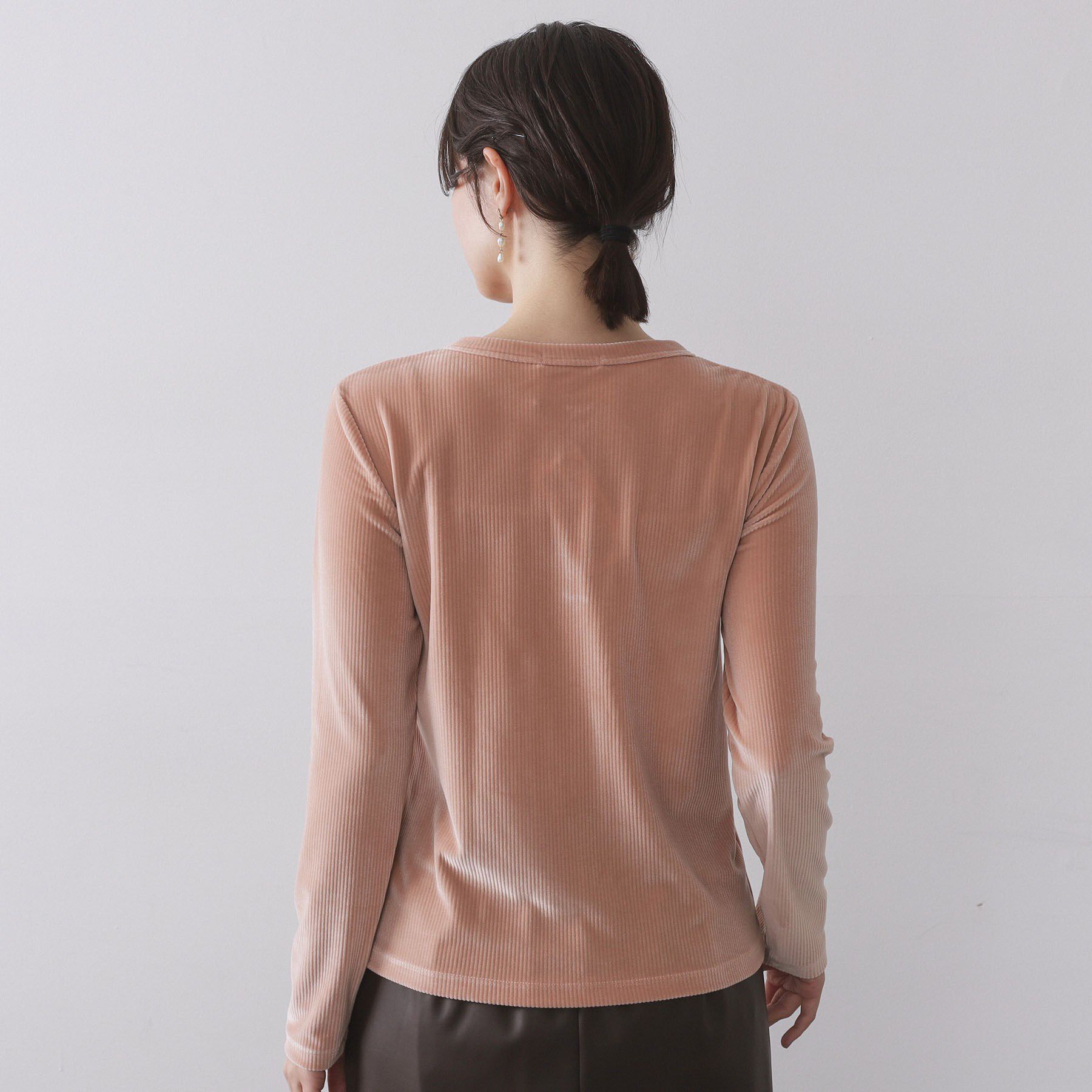 OPAQUE.CLIP「ベロアタッチリブトップス【洗濯機OK】」|Tシャツ・カットソー|