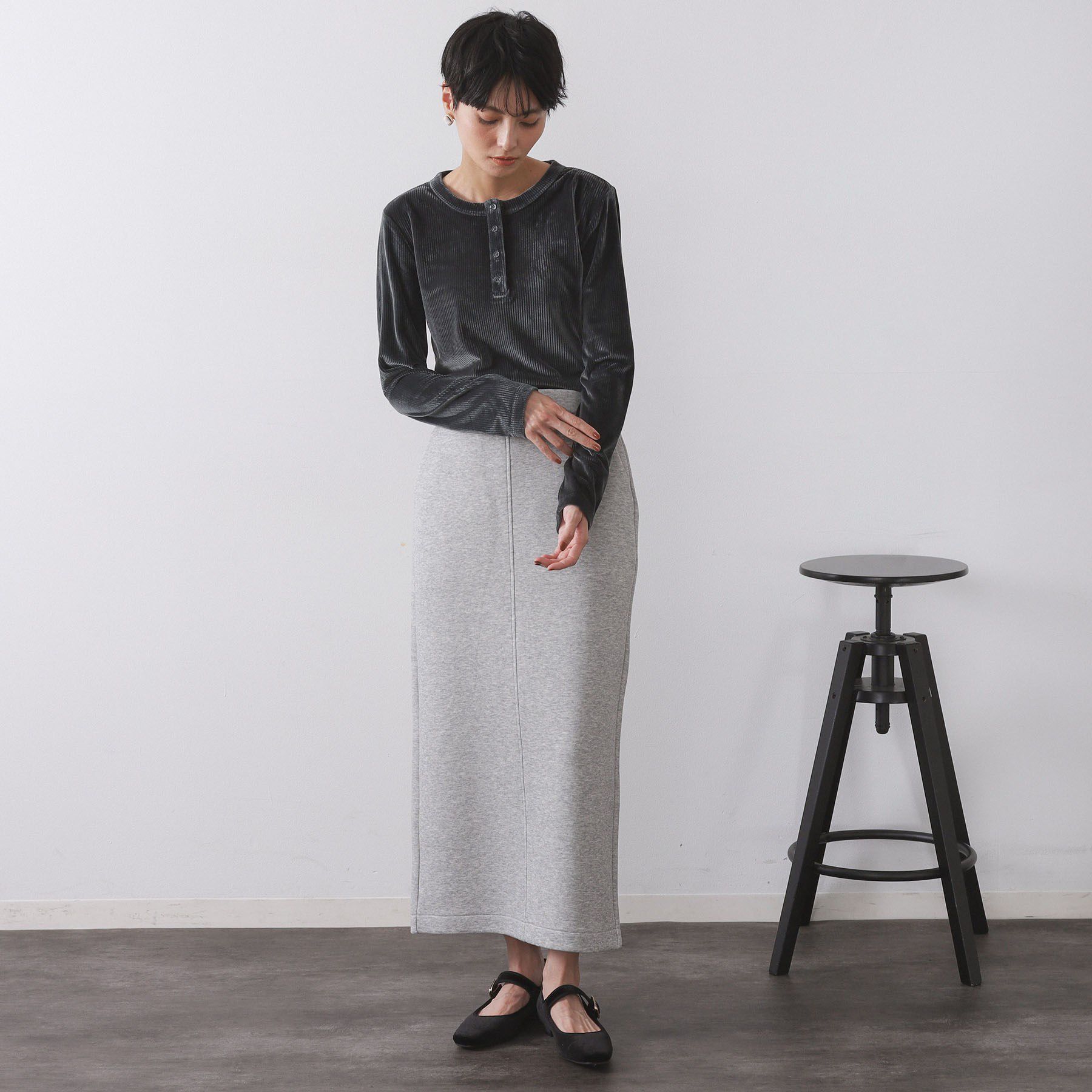 OPAQUE.CLIP「ベロアタッチリブトップス【洗濯機OK】」|Tシャツ・カットソー|