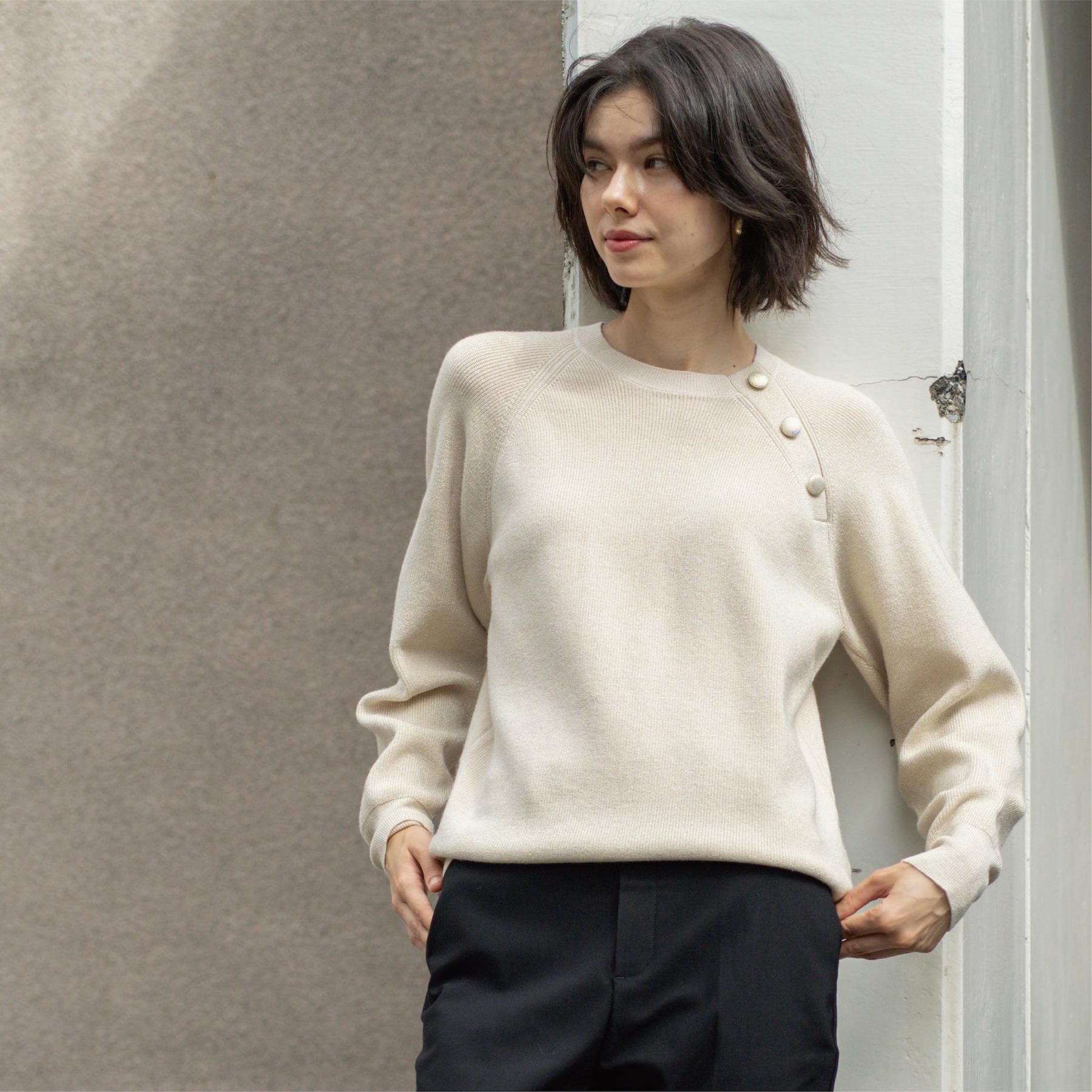 OPAQUE.CLIP「ボタンデザインラメニット【洗濯機OK】」|ニット・セーター|