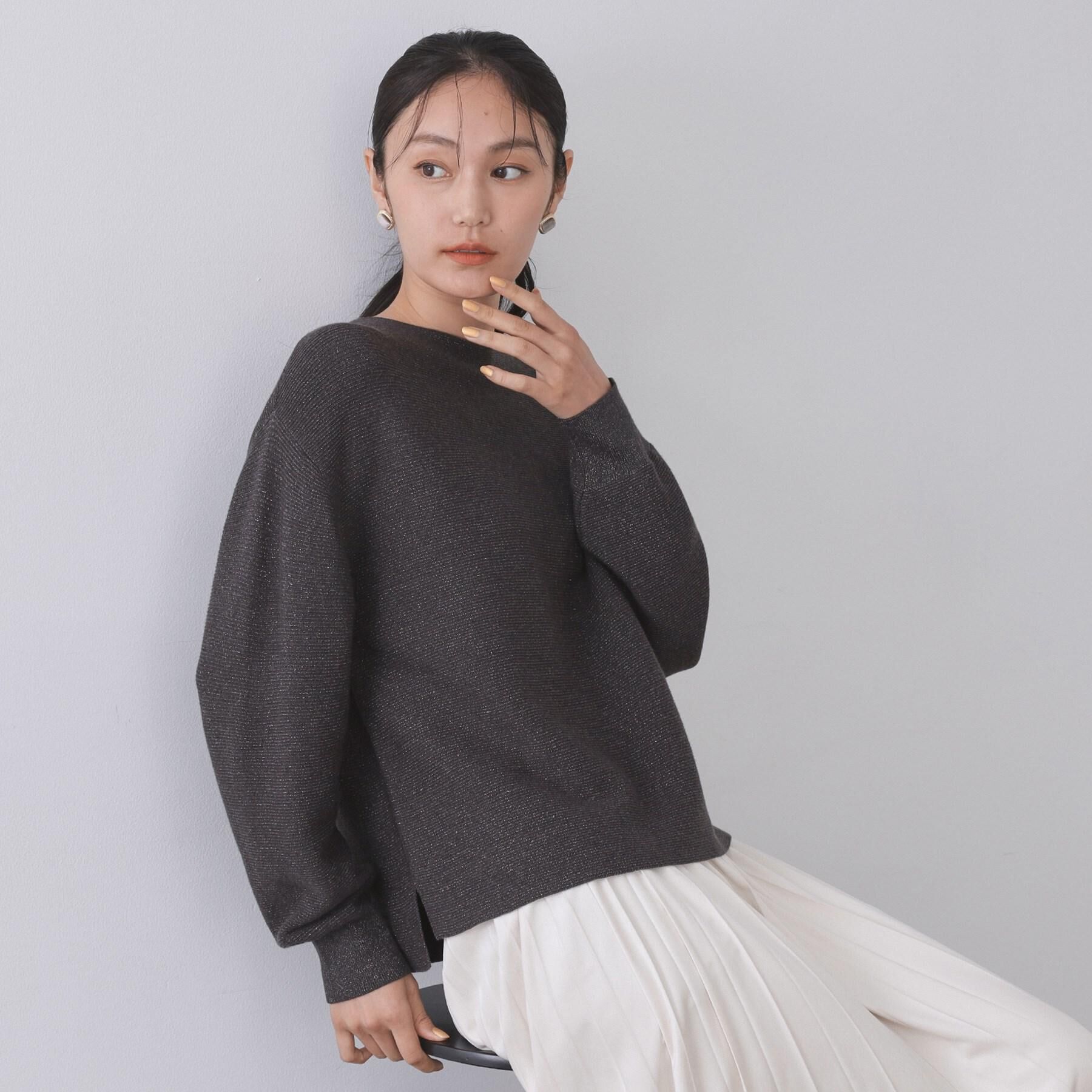 OPAQUE.CLIP「ラメガーターボートネックニット【洗濯機OK】」|ニット・セーター|