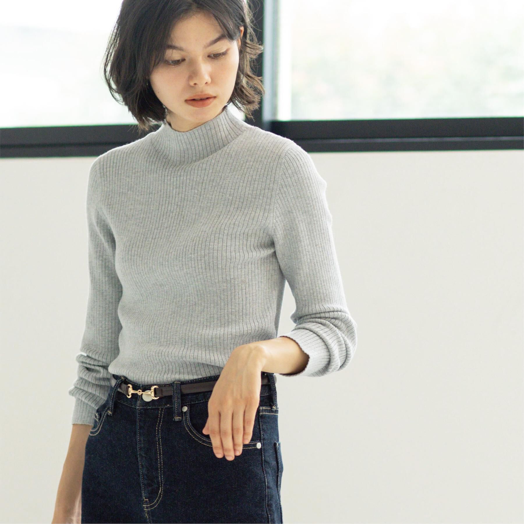 OPAQUE.CLIP「ハイネックリブニット【洗濯機OK】」|ニット・セーター|