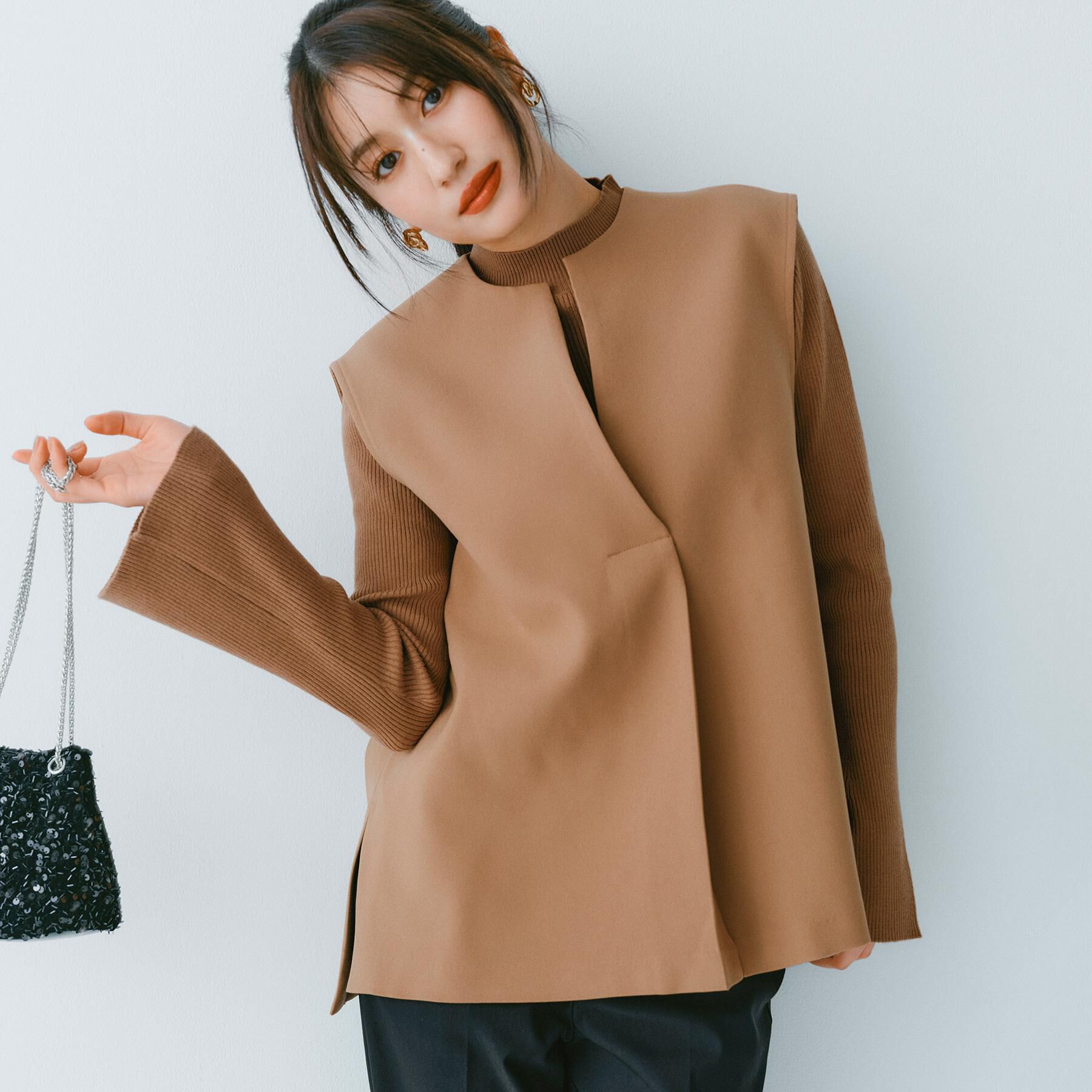 OPAQUE.CLIP「《ツインセット》ベスト&times;リブニット【洗濯機OK】」|その他|