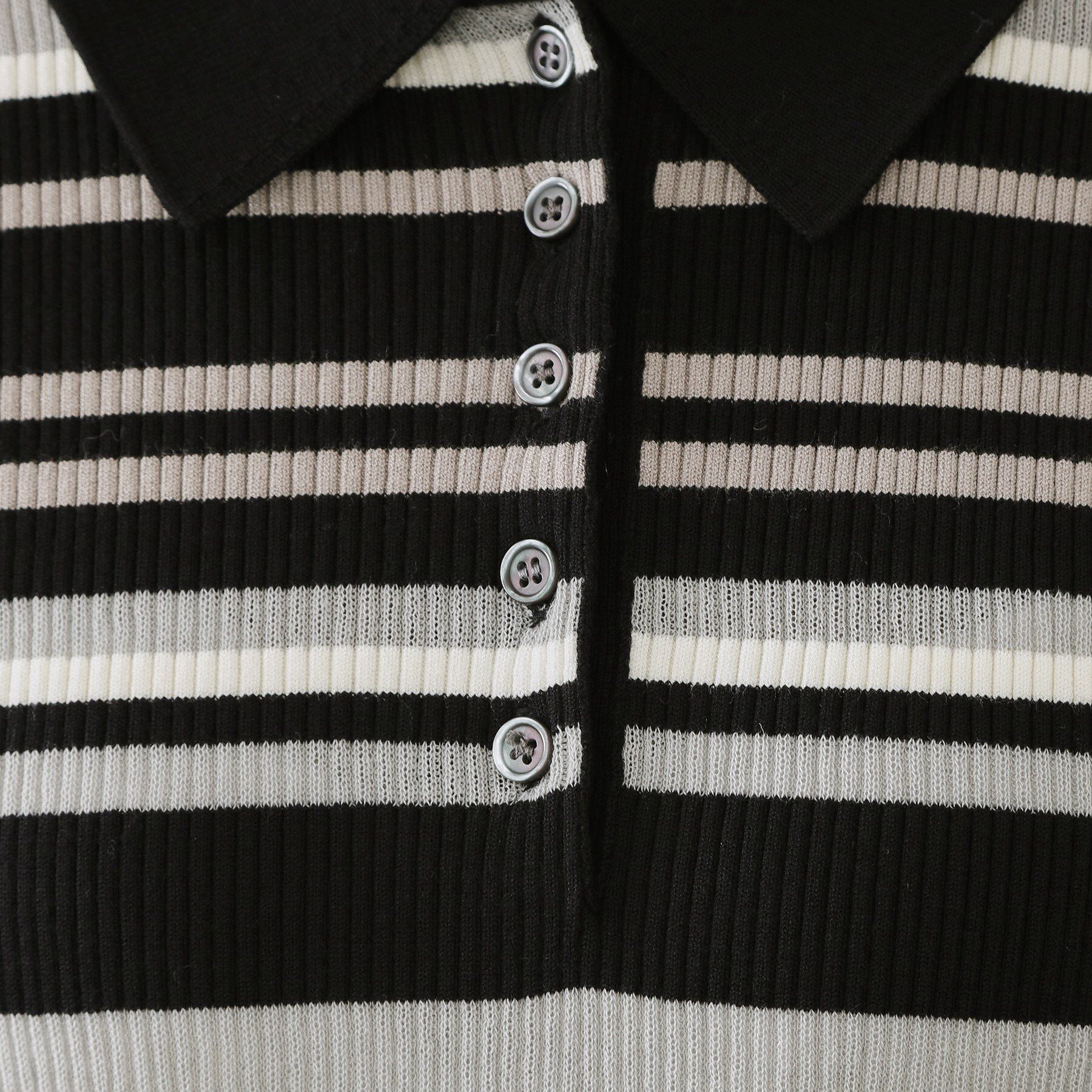 OPAQUE.CLIP「マルチボーダーポロニット【洗濯機OK】」|ニット・セーター|