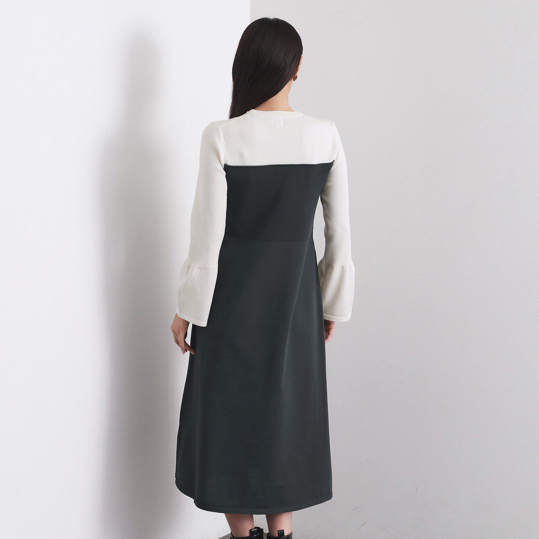 OPAQUE.CLIP「配色ビスチェニットワンピース【洗濯機OK】」|ワンピース|