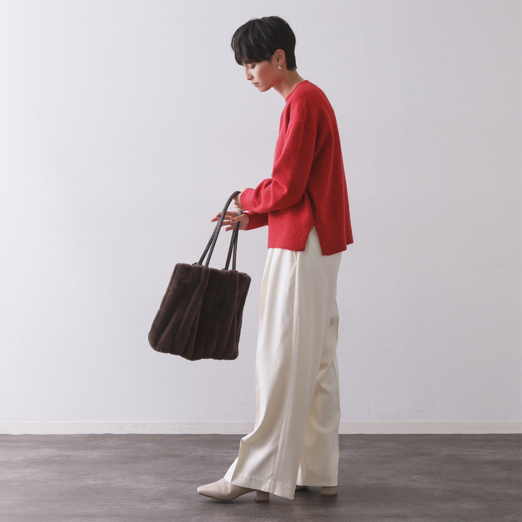 OPAQUE.CLIP「きらきらクルーミドルゲージニット【洗濯機OK】」|ニット・セーター|