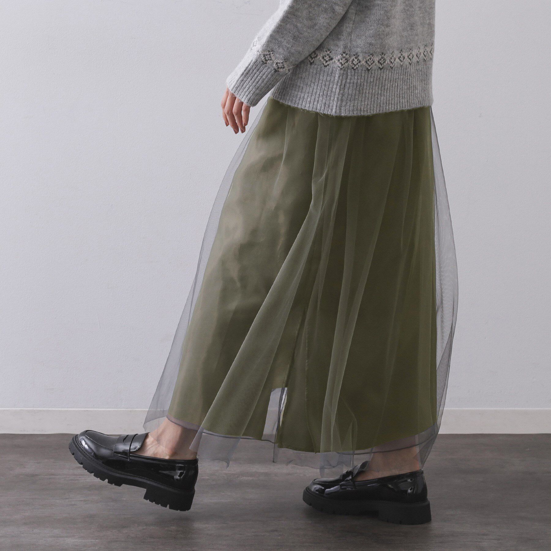 OPAQUE.CLIP「チュールイージーギャザースカート【洗濯機OK】」|スカート|