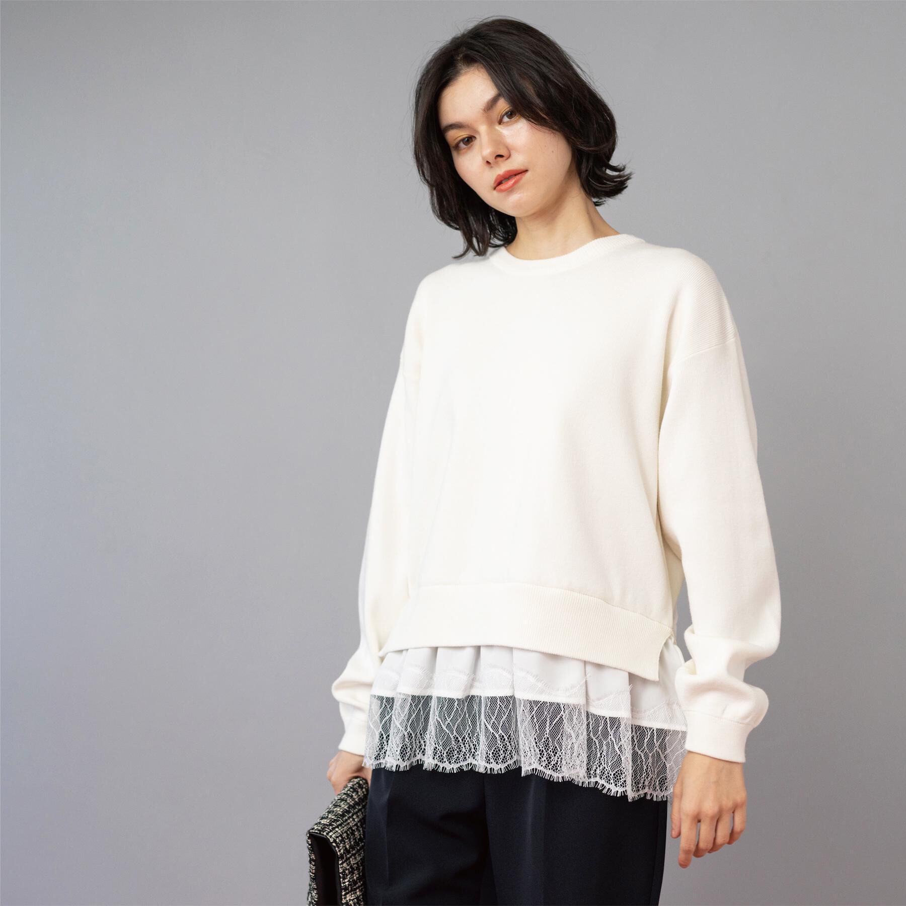 OPAQUE.CLIP「裾レースドッキングニット」|ニット・セーター|