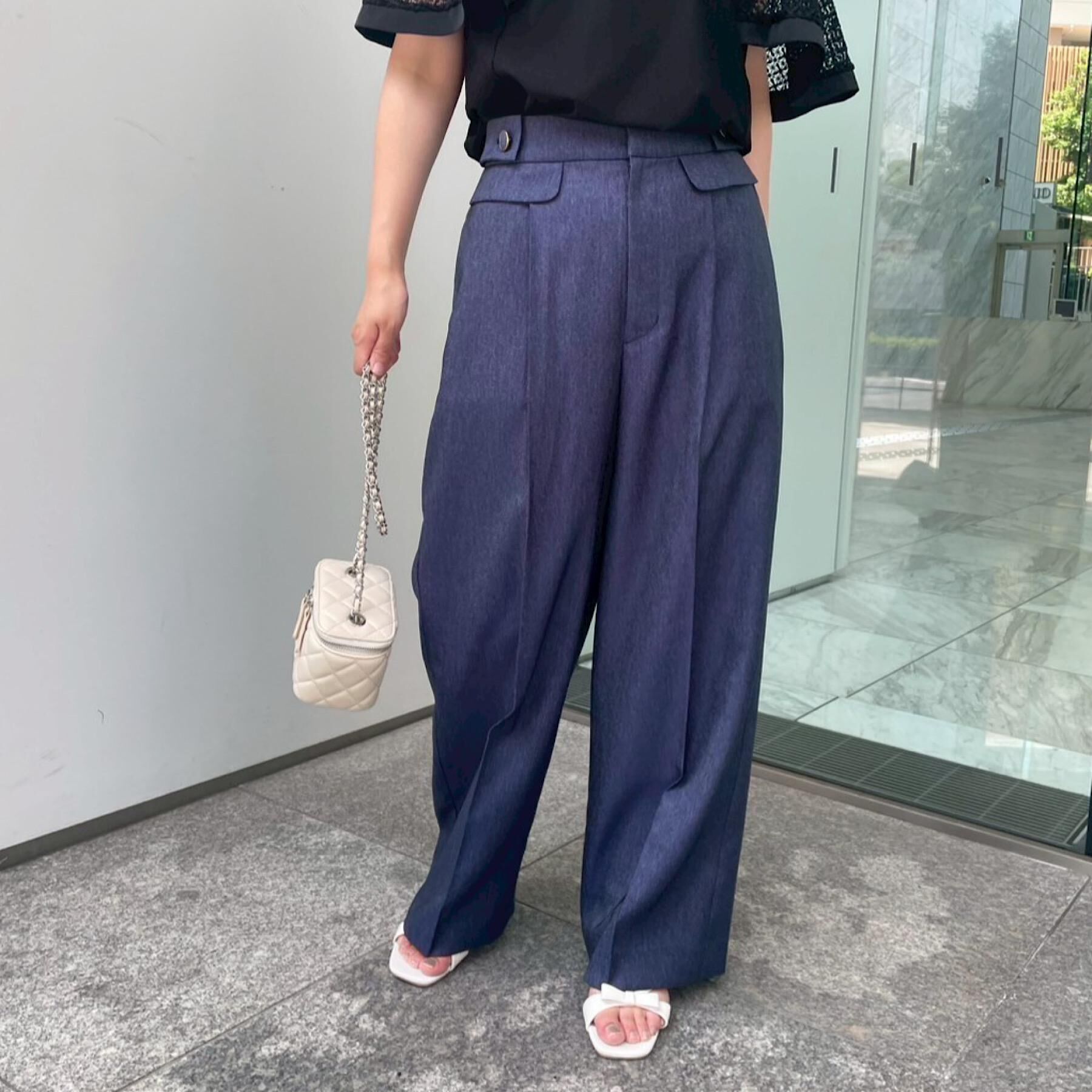 Couture broach「【マシンウォッシャブル・スッキリ見え】デニムライク釦デザインパンツ」|その他|