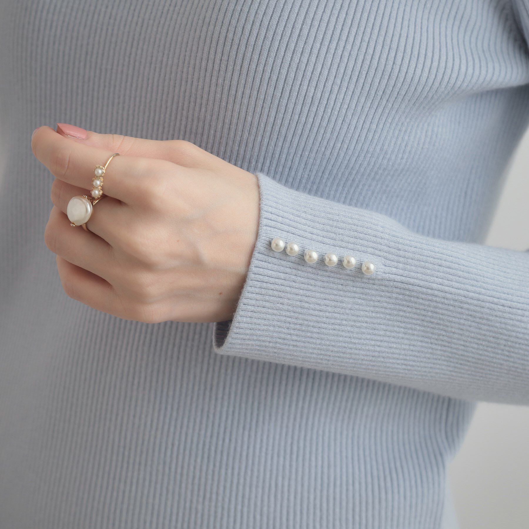 Couture broach「【多機能・フェミニン】パール調リブニット」|ニット・セーター|