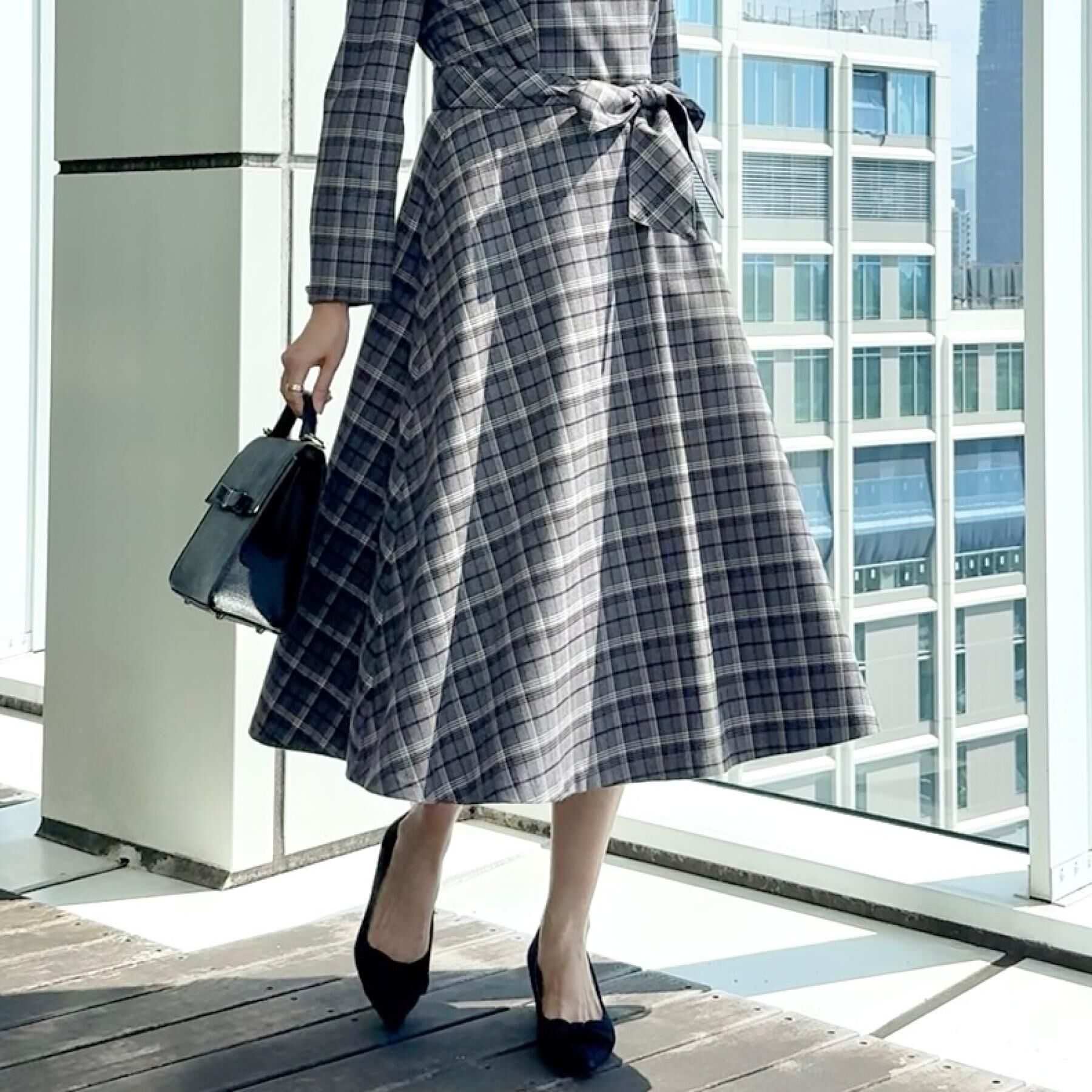 Couture broach「【大人可愛い・微起毛】先染めチェック柄フィット＆フレアワンピース」|ワンピース|