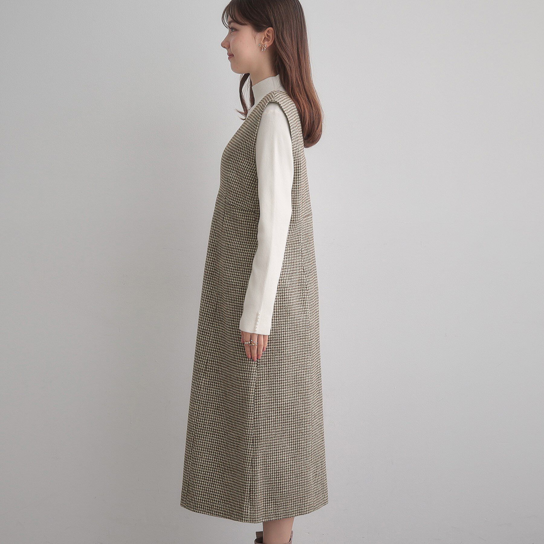 Couture broach「【クラシカル・通勤】ラメ千鳥釦デザインジャンスカ」|ワンピース|