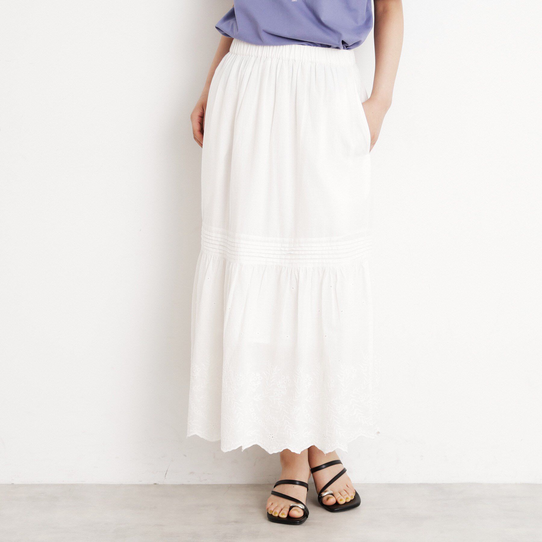 THE SHOP TK「スカラップ刺繍スカート【洗濯機OK】」|スカート|