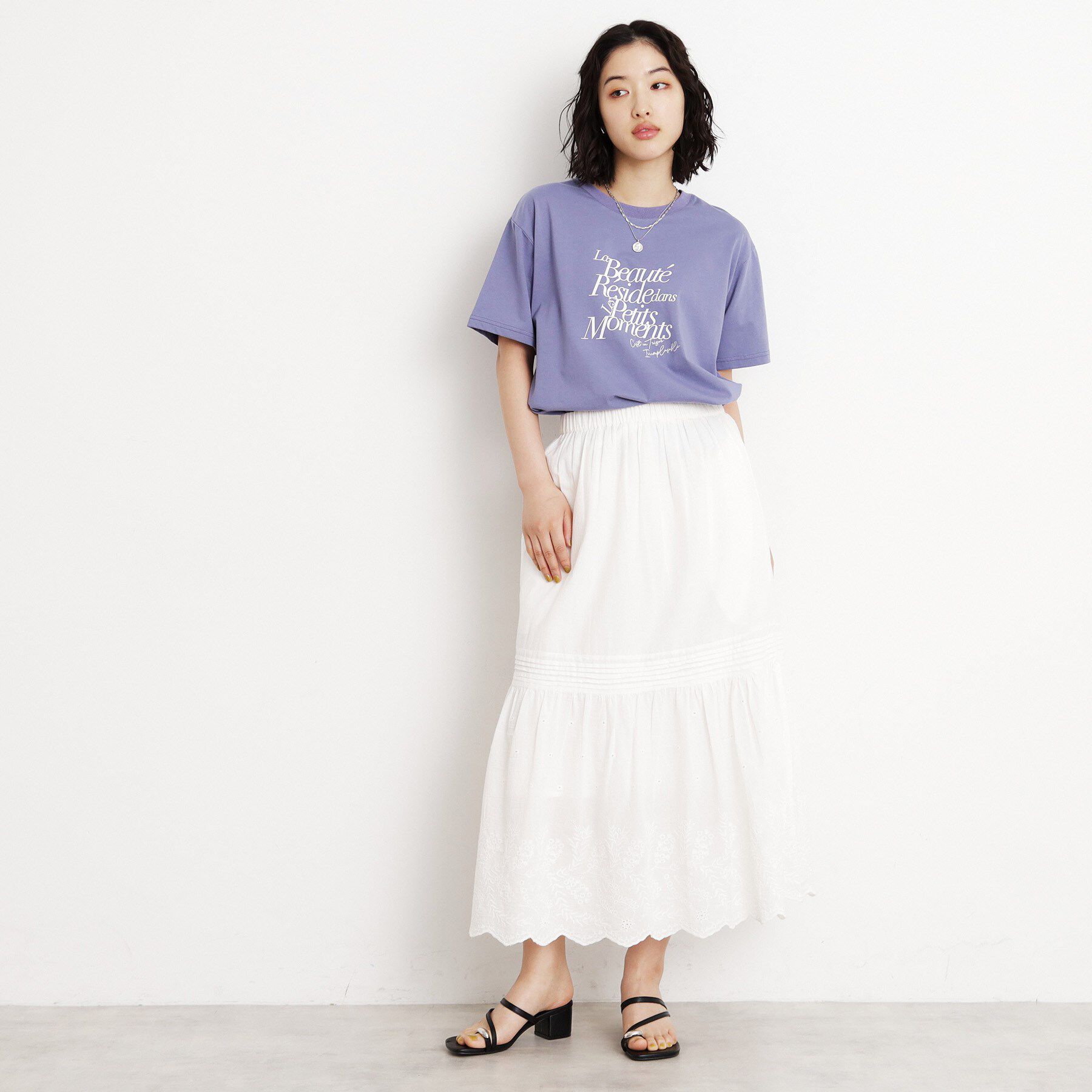 THE SHOP TK「スカラップ刺繍スカート【洗濯機OK】」|スカート|