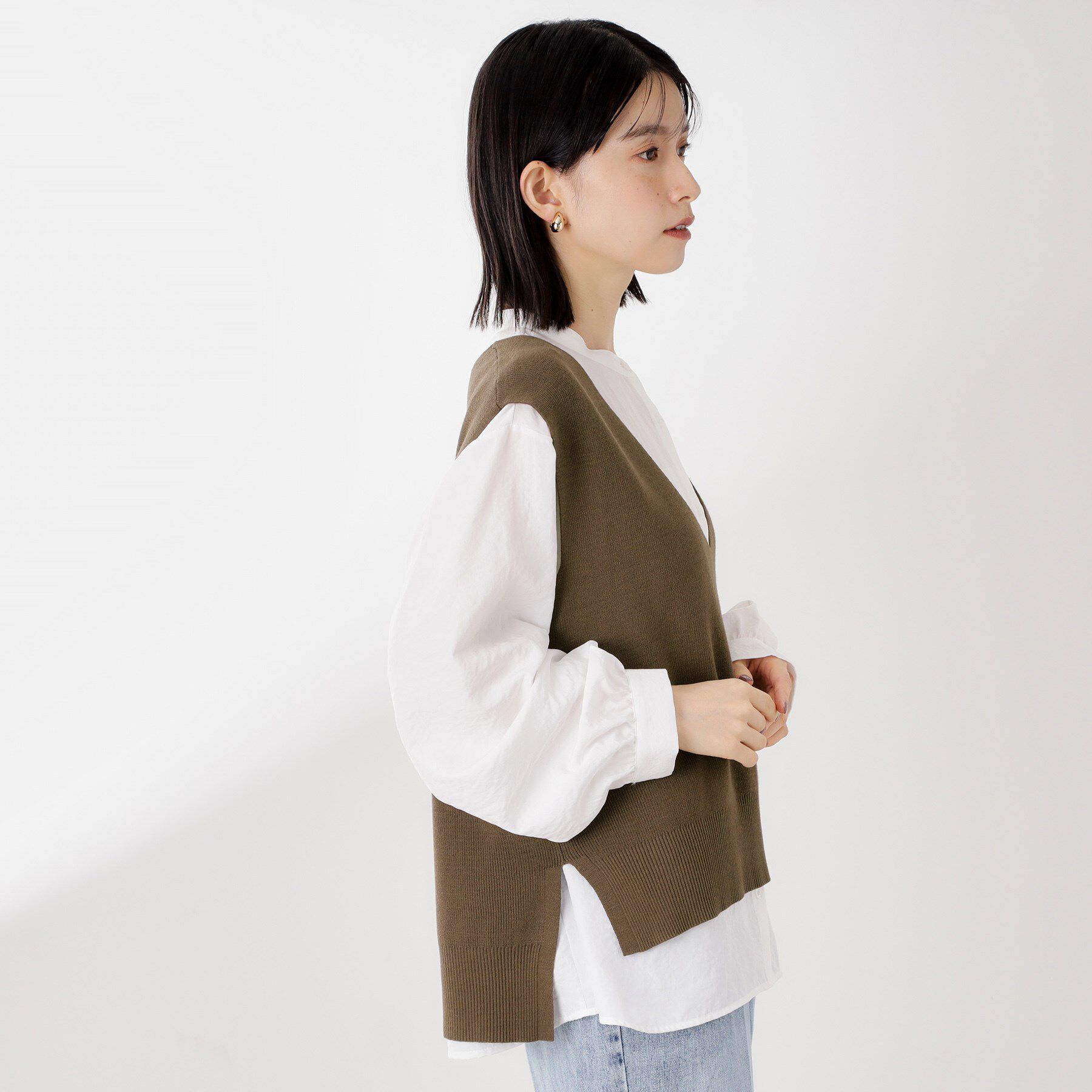THE SHOP TK「【春まで着られる】ニットベスト＆ブラウスセット/洗濯機OK」|シャツ・ブラウス|