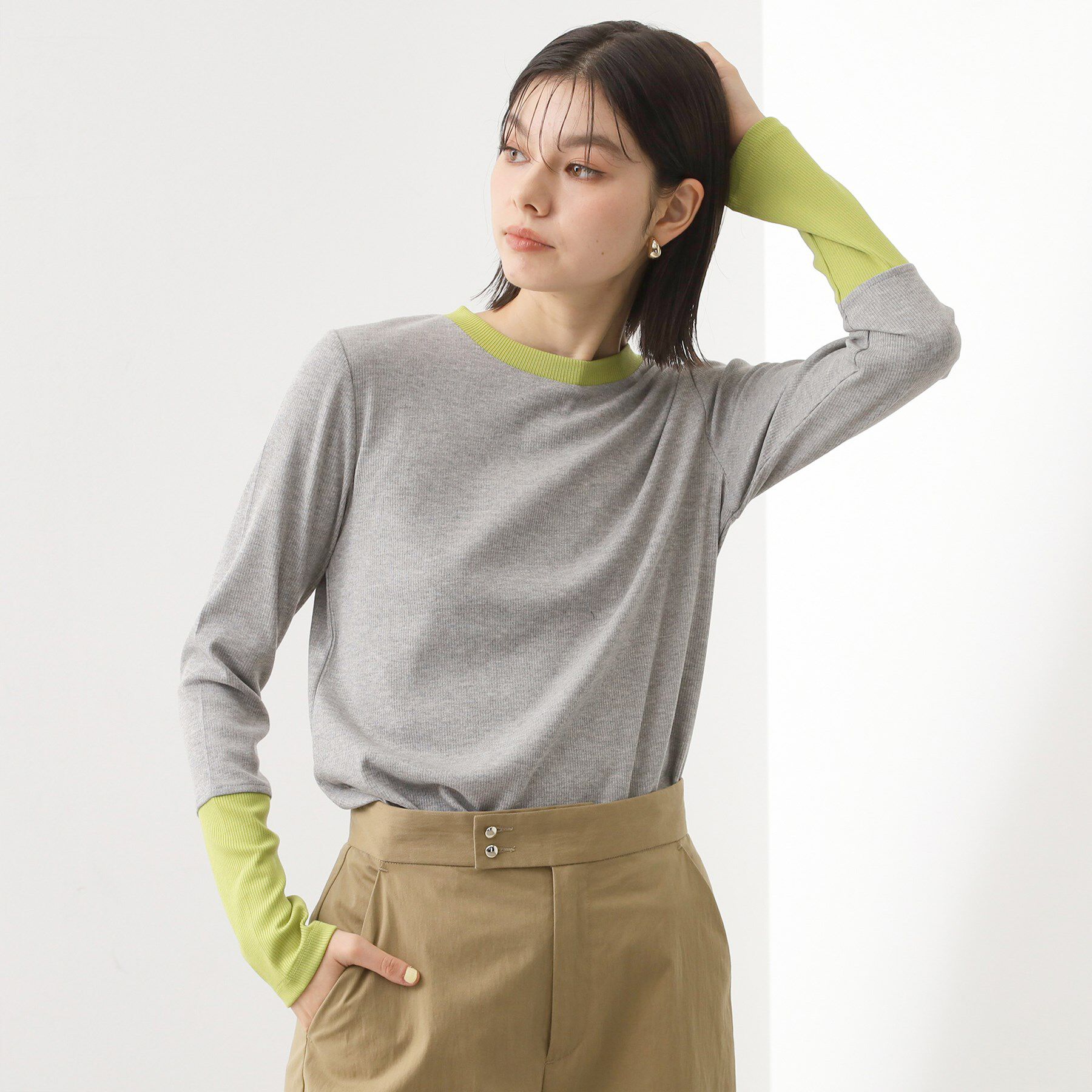 THE SHOP TK「バイカラーテレコプルオーバー」|Tシャツ・カットソー|グレー(512)