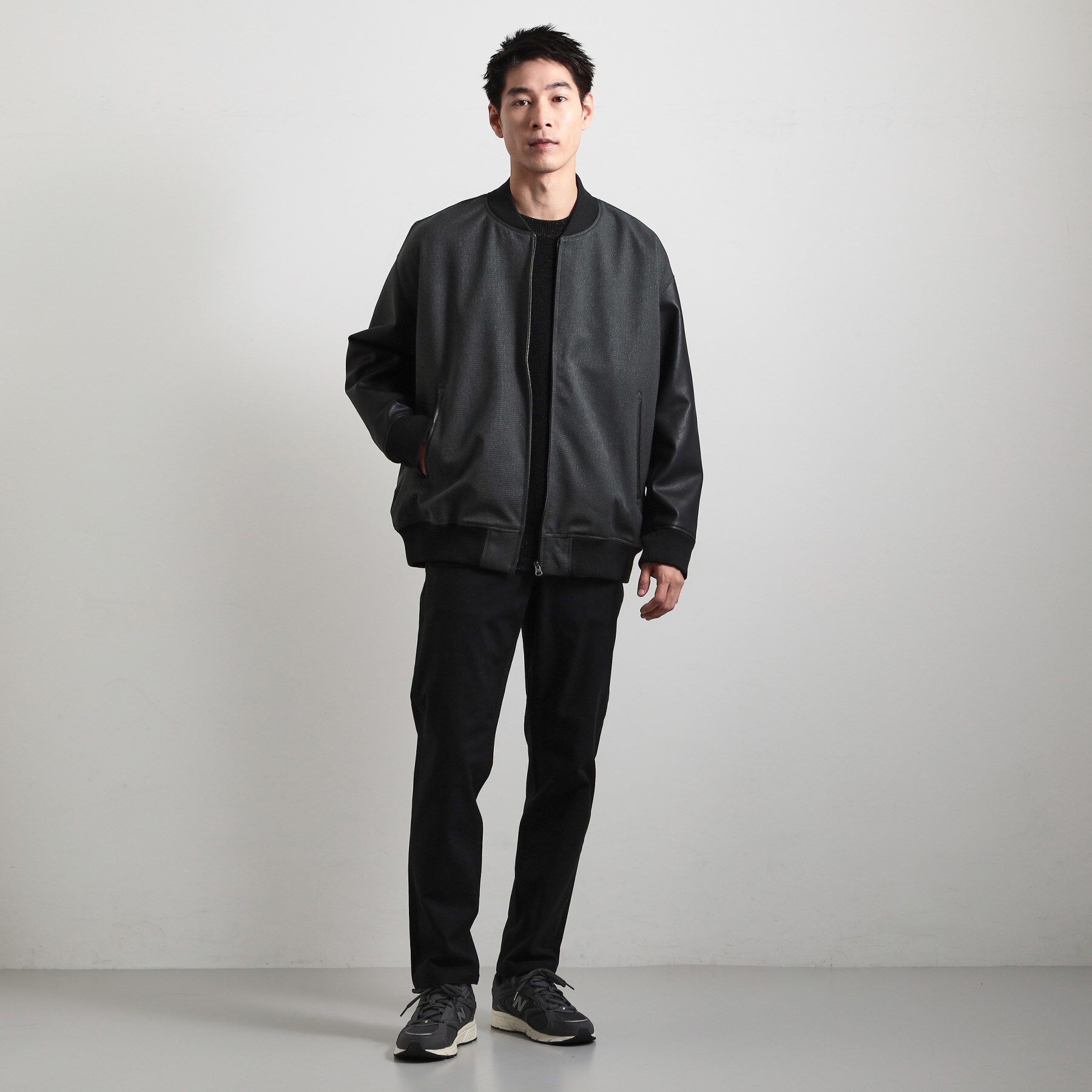 THE SHOP TK「【1ランク上の大人カジュアルに】異素材コンビ リブブルゾン」|ブルゾン・スタジャン|