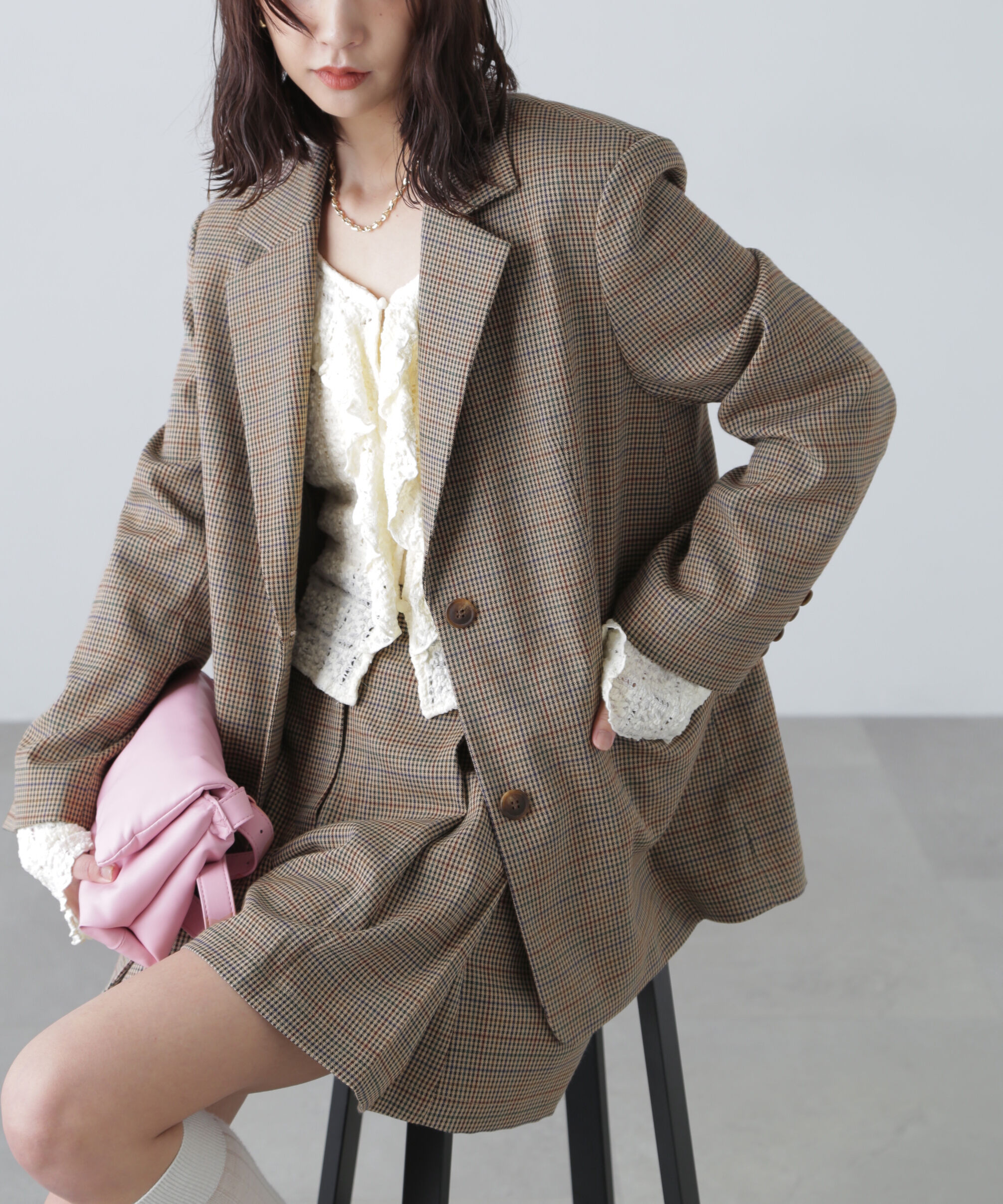  「〈セットアップ対応〉オーバーサイズジャケット」|ブルゾン・スタジャン|ベージュチェ 1