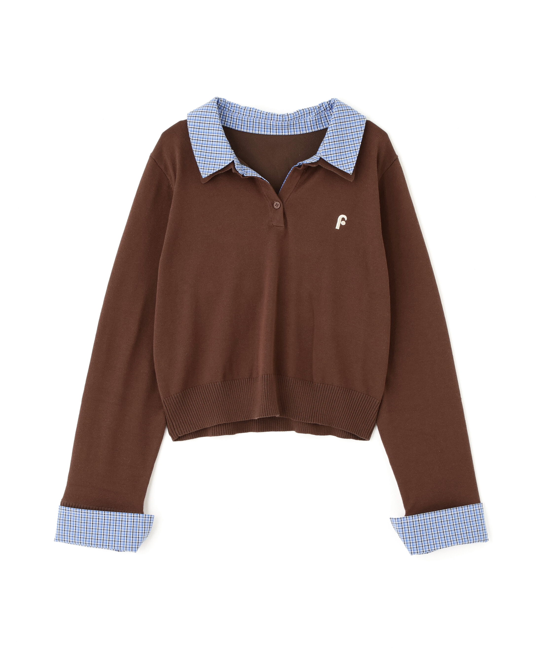  「衿付きレイヤード風ポロニット」|ニット・セーター|