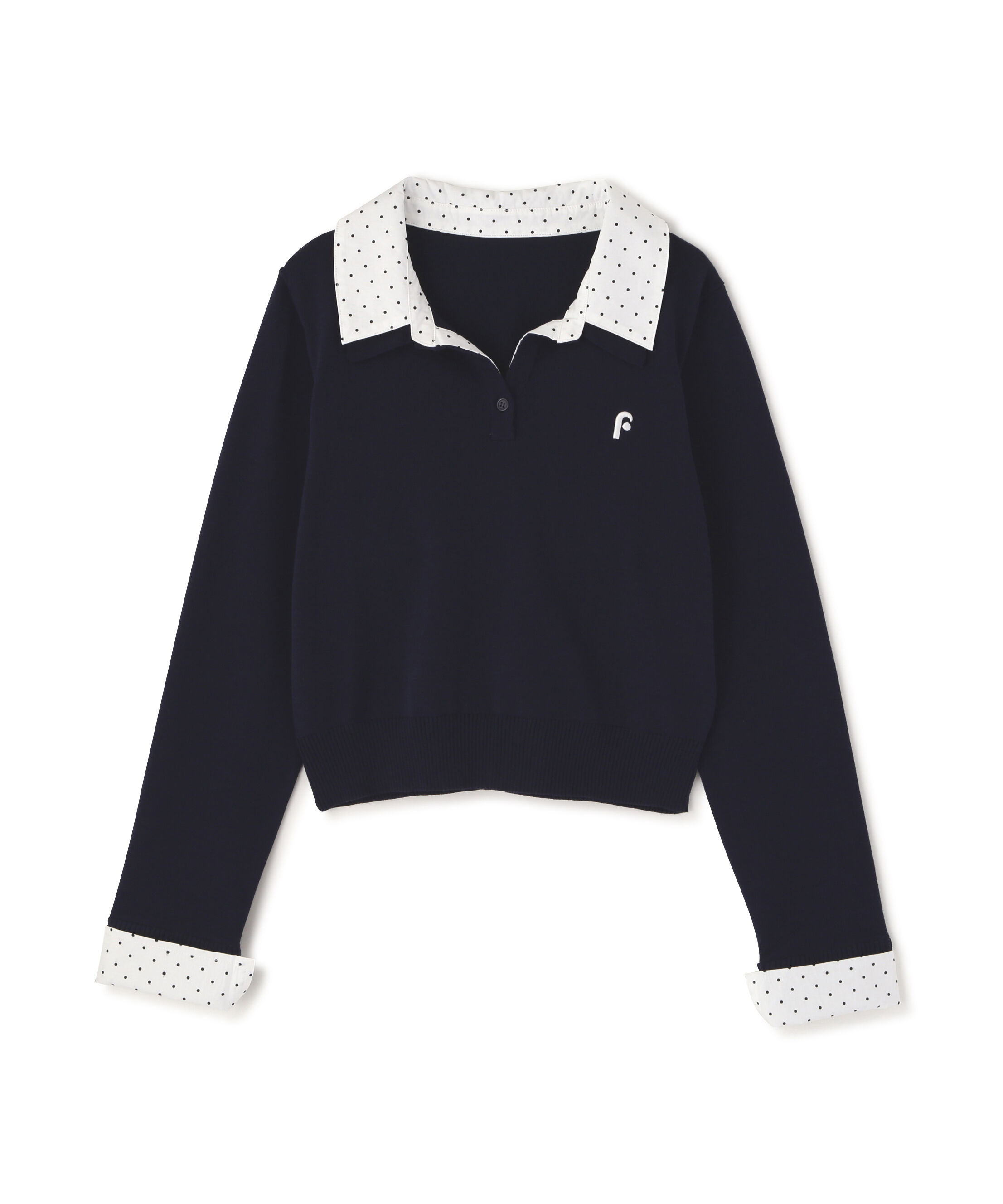  「衿付きレイヤード風ポロニット」|ニット・セーター|