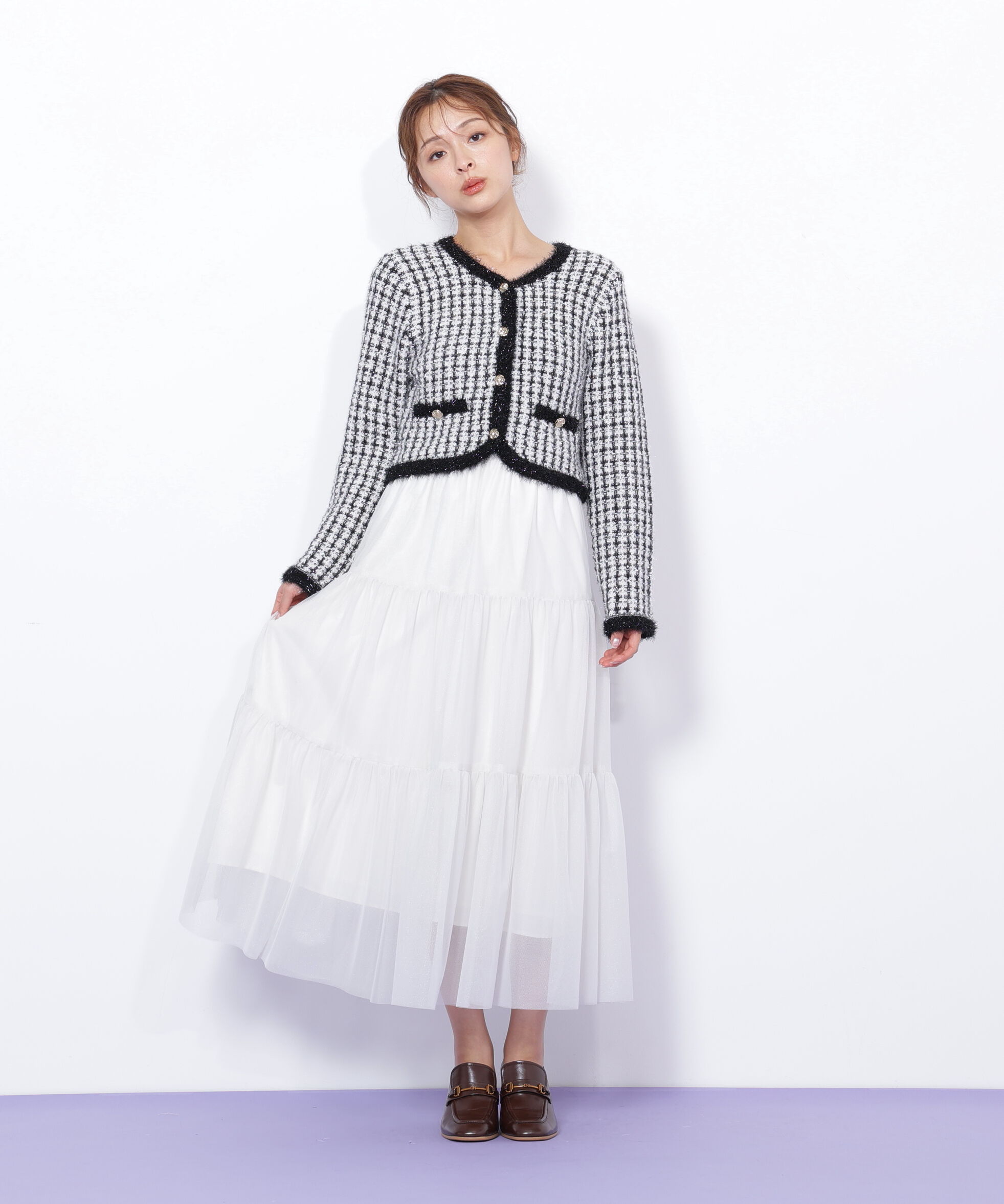  「ファンシーツイードカーディガン」|ニット・セーター|