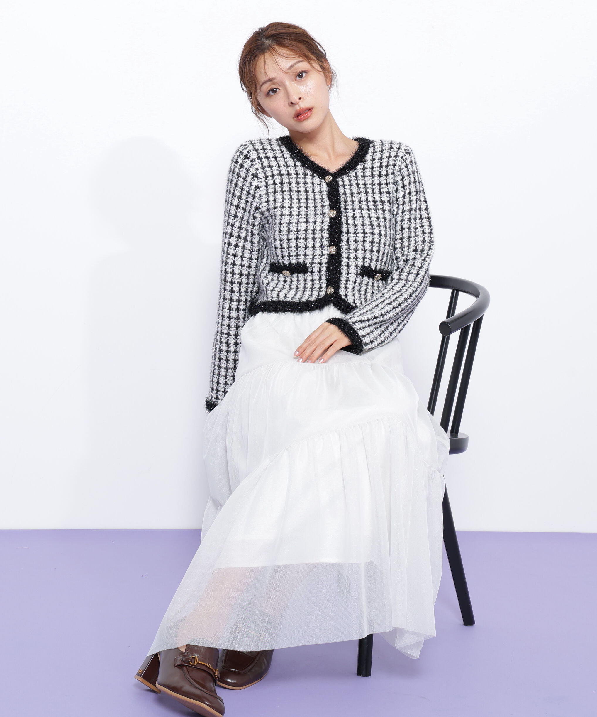  「ファンシーツイードカーディガン」|ニット・セーター|