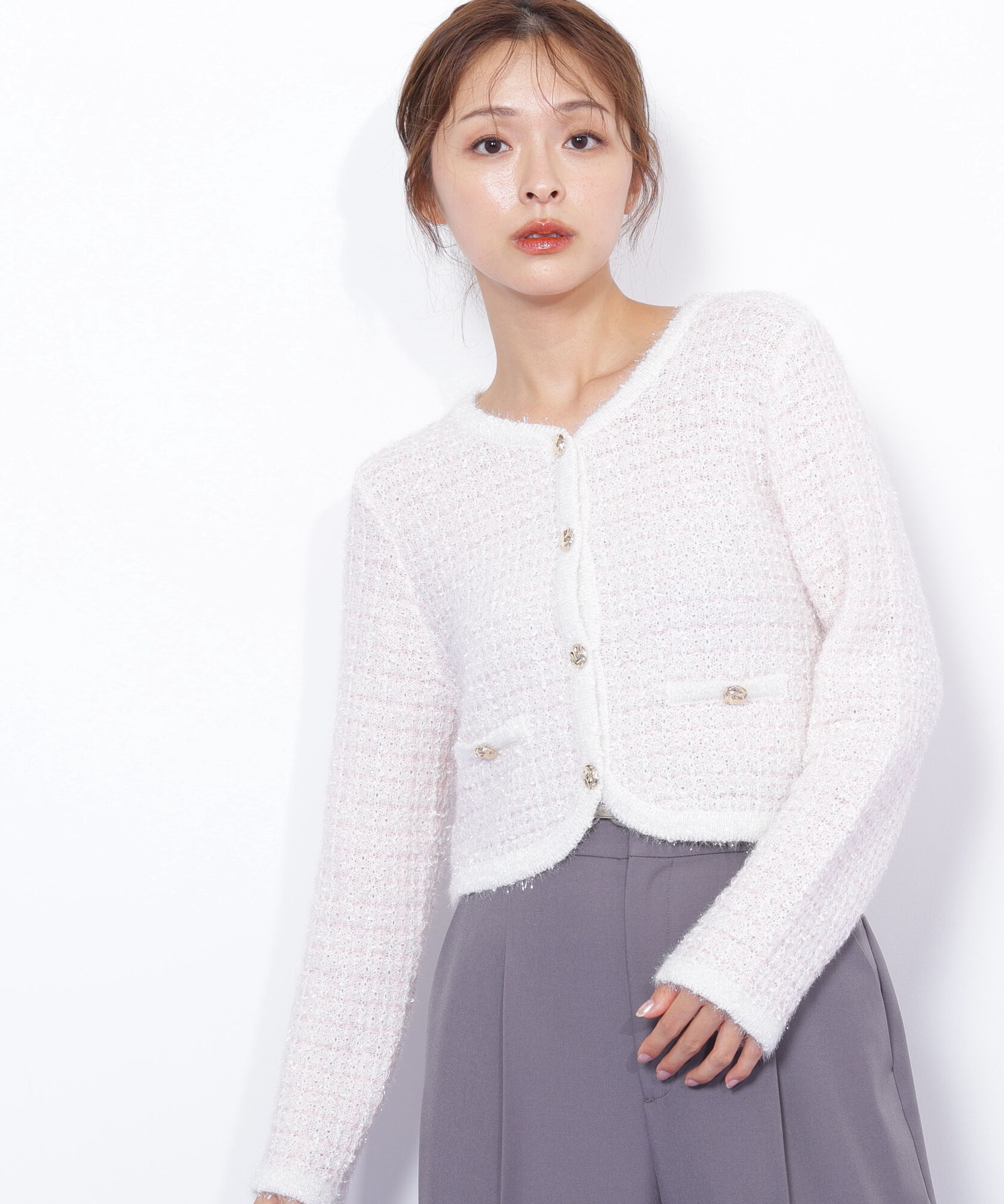  「ファンシーツイードカーディガン」|ニット・セーター|