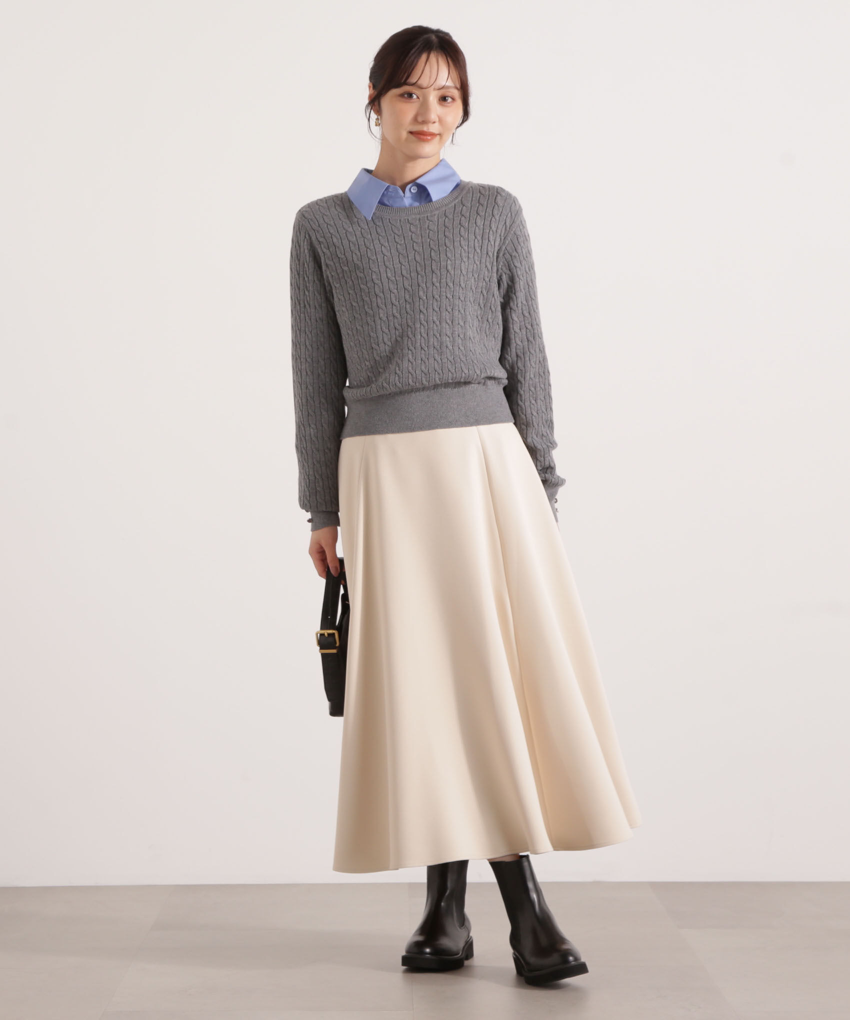 PROPORTION BODY DRESSING「＜ハンドウォッシャブル＞袖釦ミニケーブルニット」|ニット・セーター|