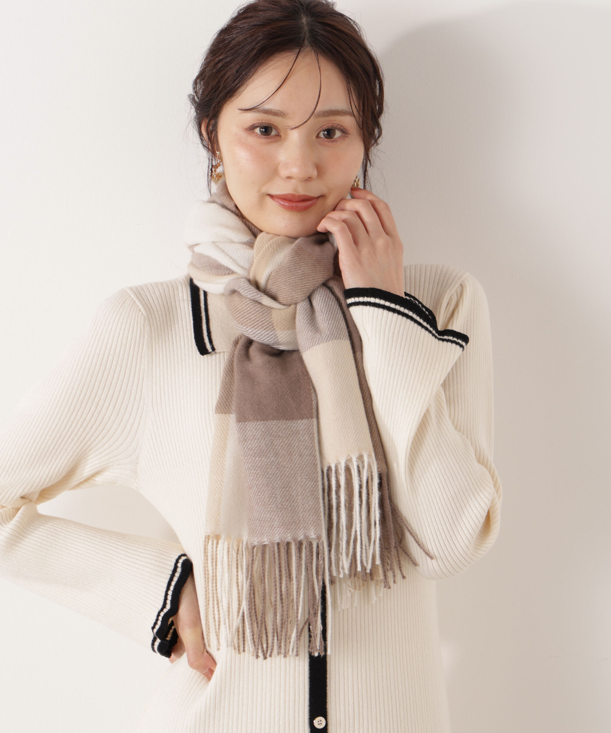 PROPORTION BODY DRESSING「ブロックチェックストール」|その他|ブラウン