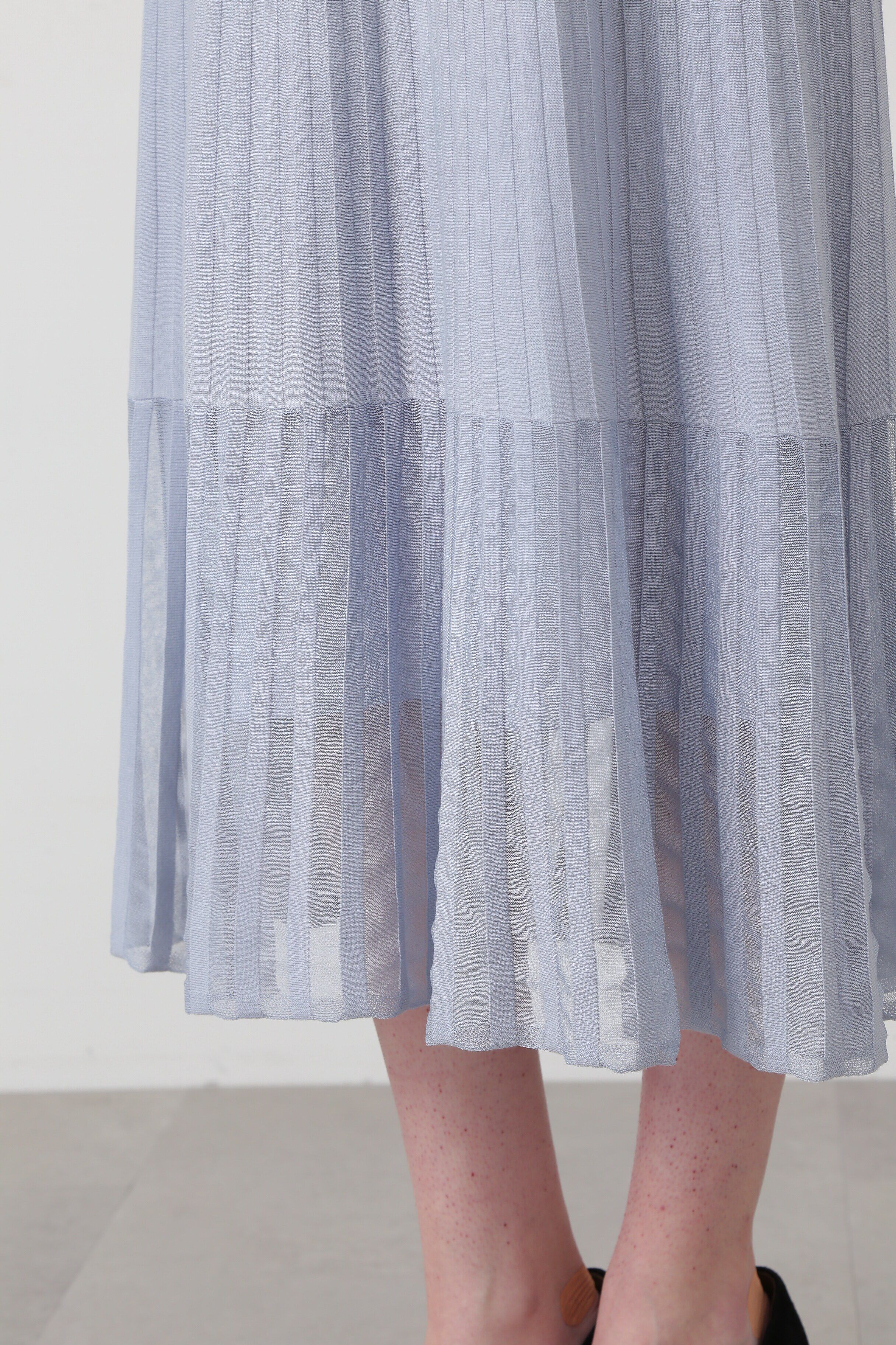  「◆シアーコンビフレアーニットワンピース」|ワンピース|