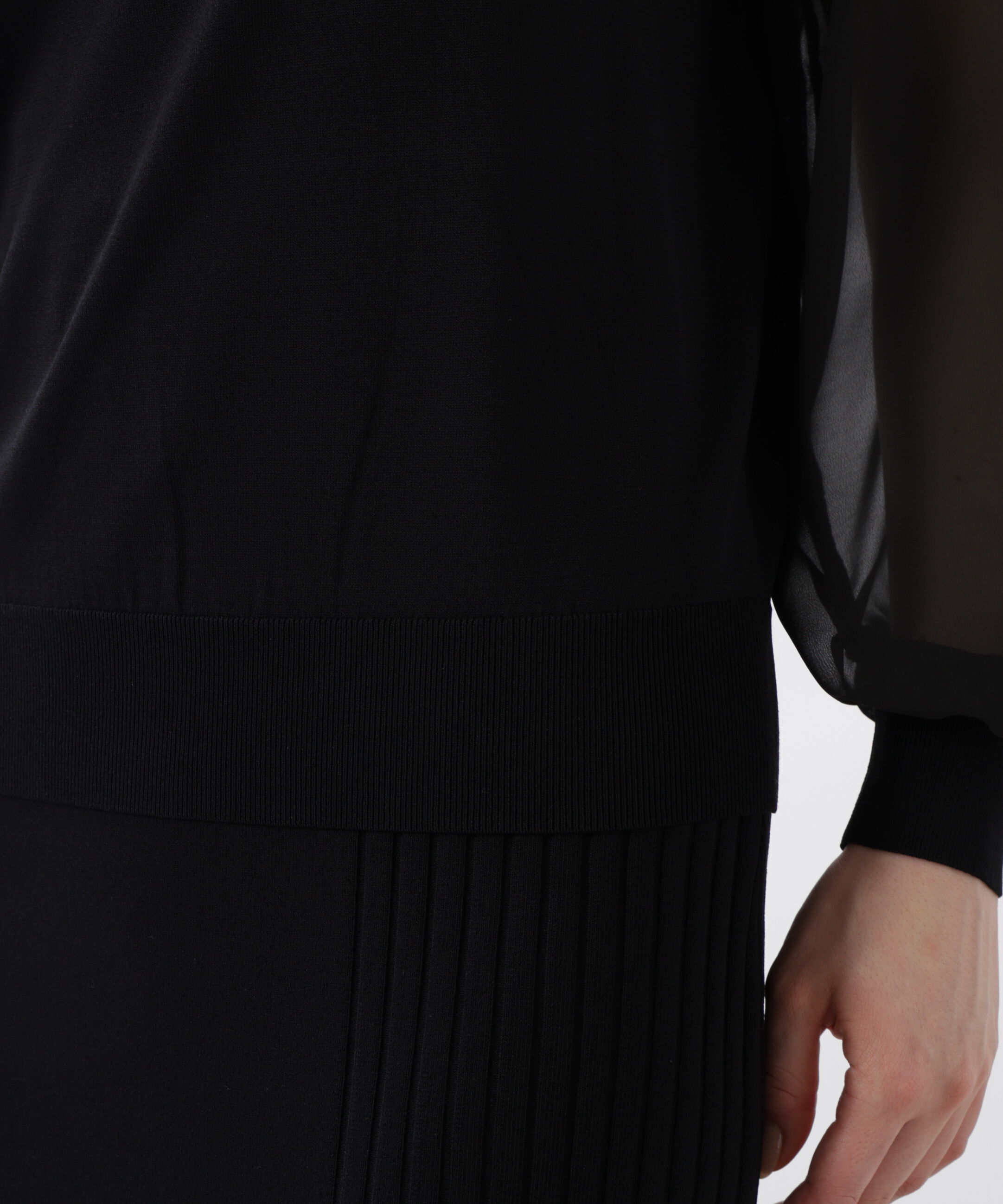  「◆ギャザーネックシフォンコンビニット」|ニット・セーター|