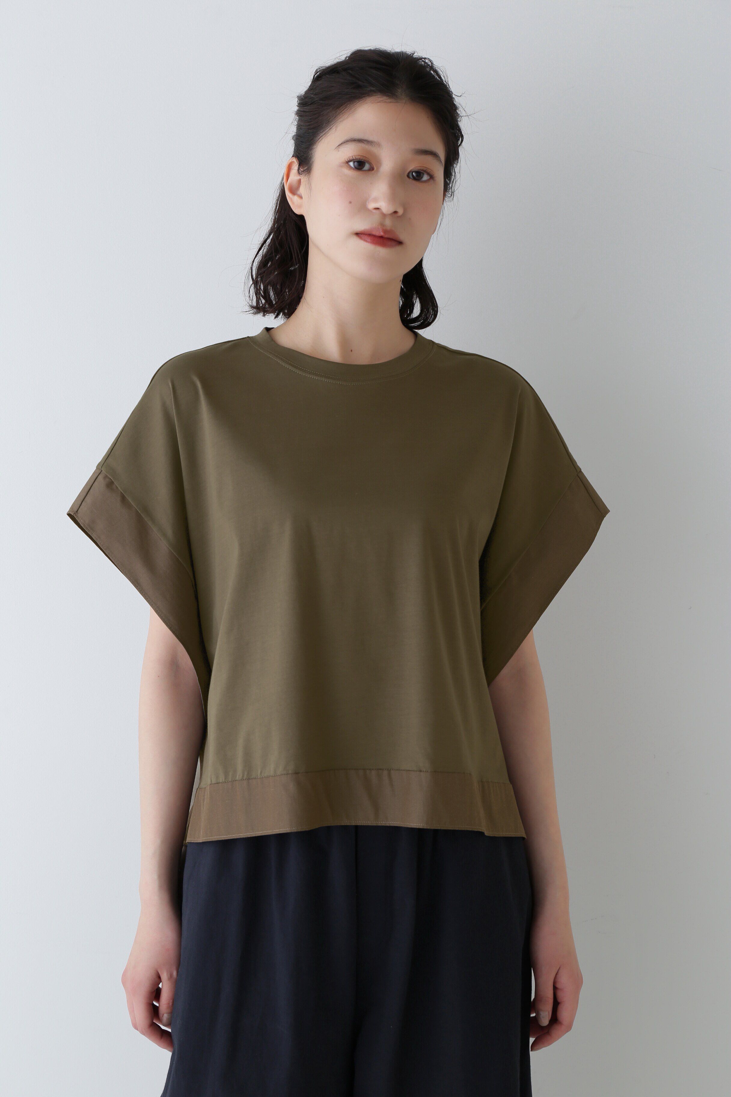  「◆異素材コンビカットソー」|Tシャツ・カットソー|