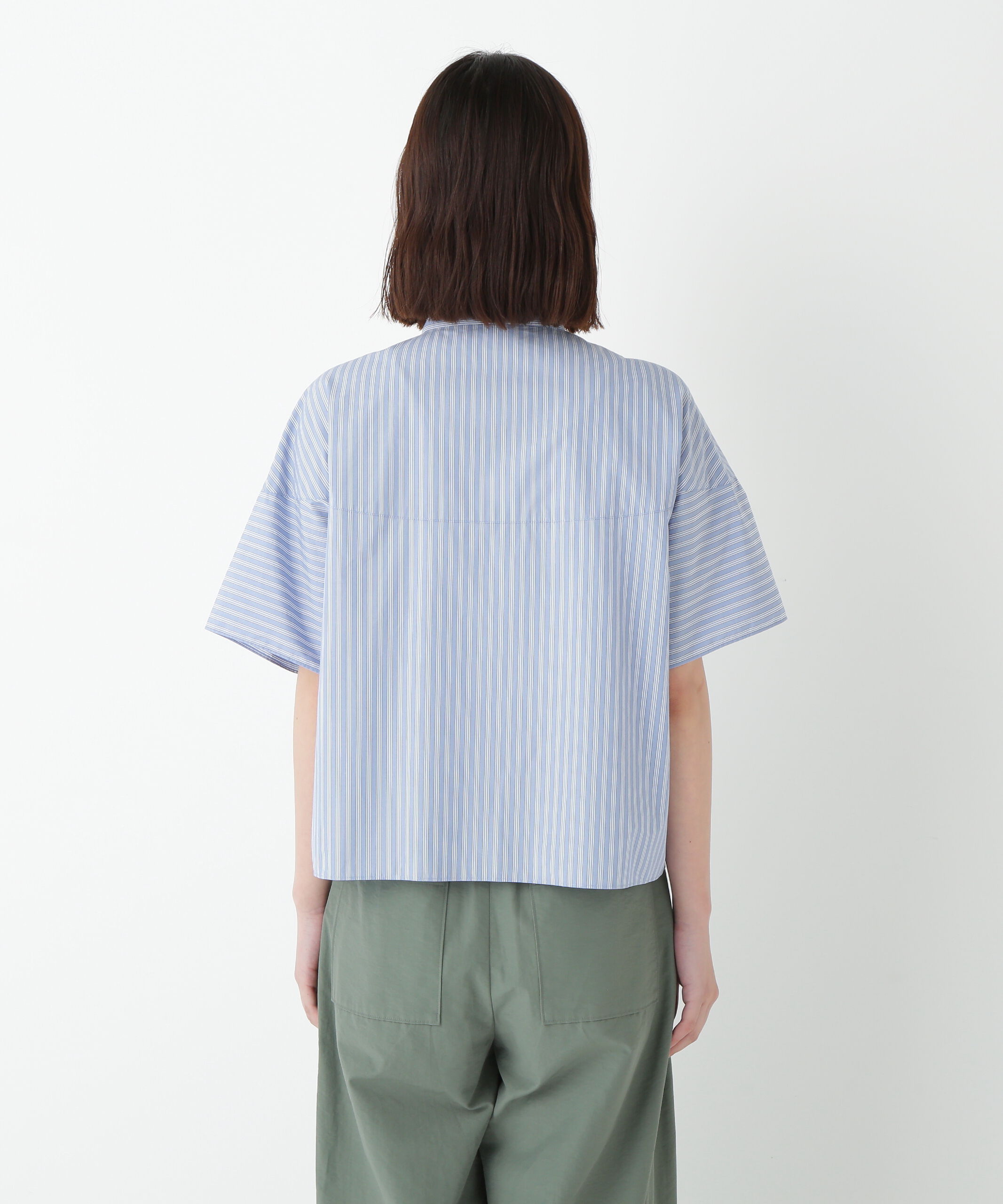  「◆ストライプローン６分袖ブラウス」|シャツ・ブラウス|