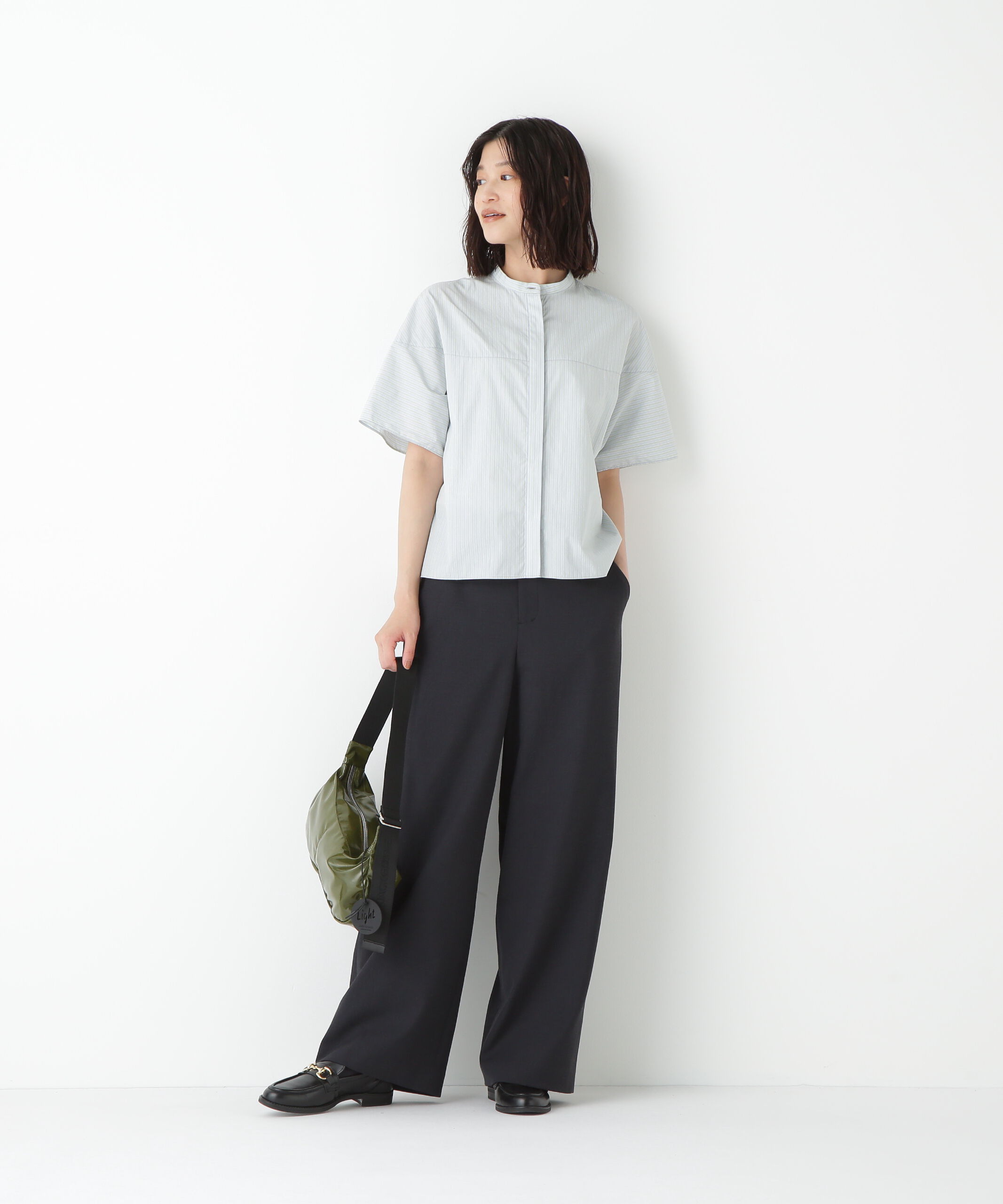  「◆ストライプローン６分袖ブラウス」|シャツ・ブラウス|