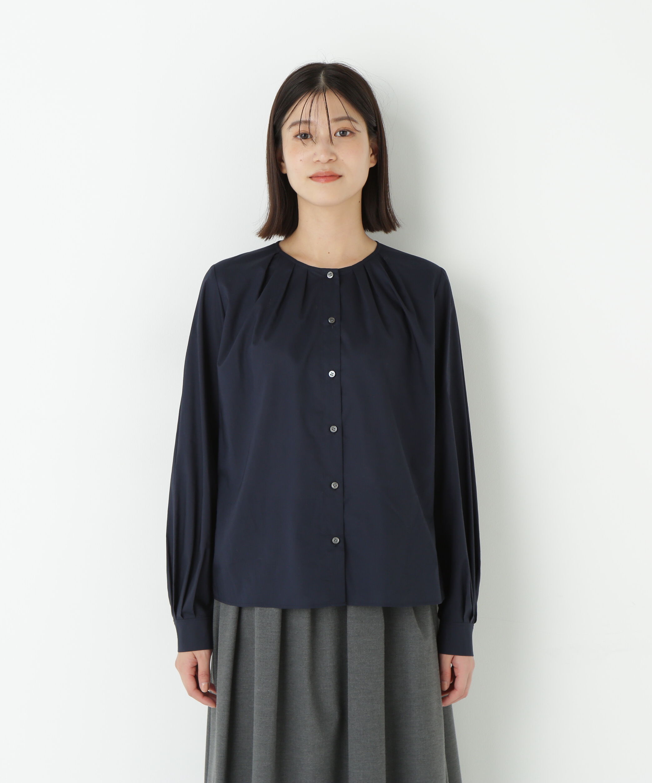  「◆ノーカラータックブラウス」|シャツ・ブラウス|