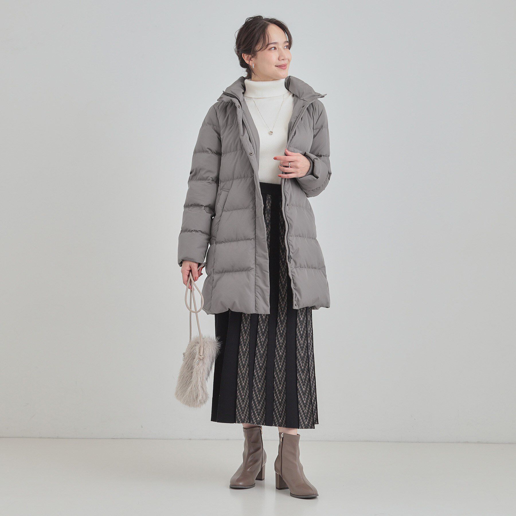 SHOO･LA･RUE「【洗濯機可/撥水】フェイクファーフード ロングダウン」|ダウン|