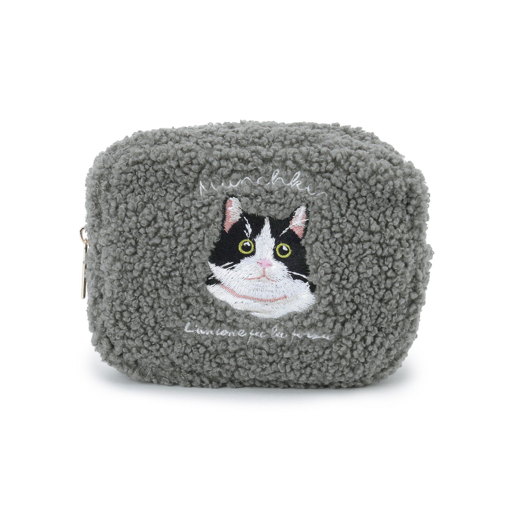 SHOO･LA･RUE「ボアアニマル刺繍ポーチ」|ポーチ|グレー(112)