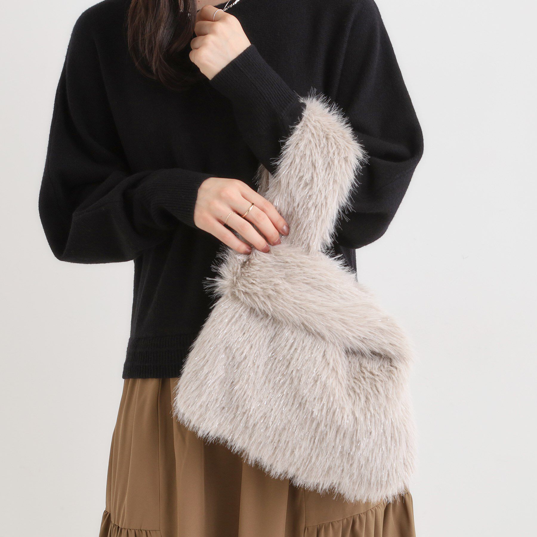 SHOO･LA･RUE「ラメ入りファートートバッグ」|トートバッグ|