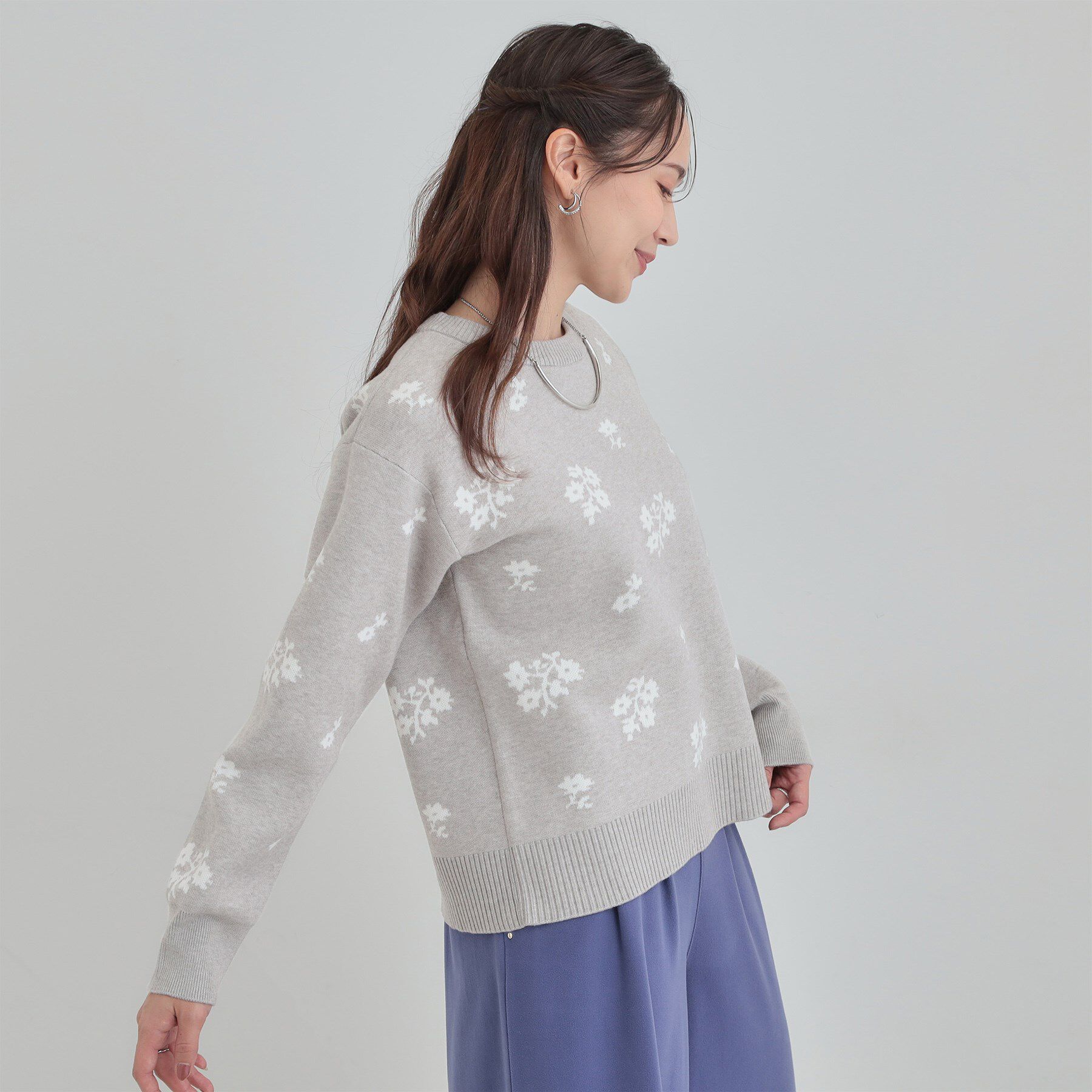 SHOO･LA･RUE「【S-LL】大人上品な レトロフラワーニット」|ニット・セーター|