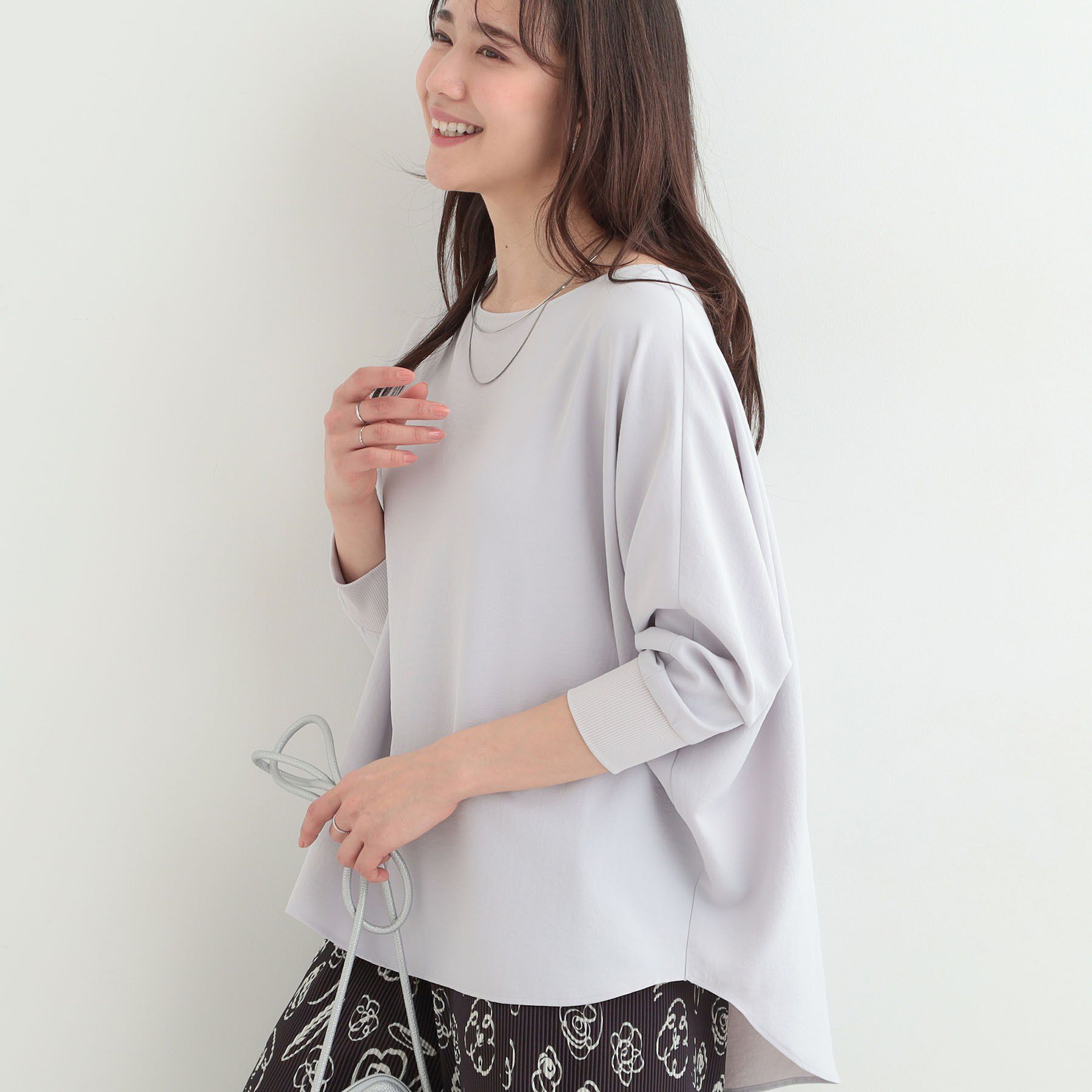 SHOO･LA･RUE「【着丈選べる/体型カバー】さらさらとろん ドルマンブラウス」|シャツ・ブラウス|グレーロング(812