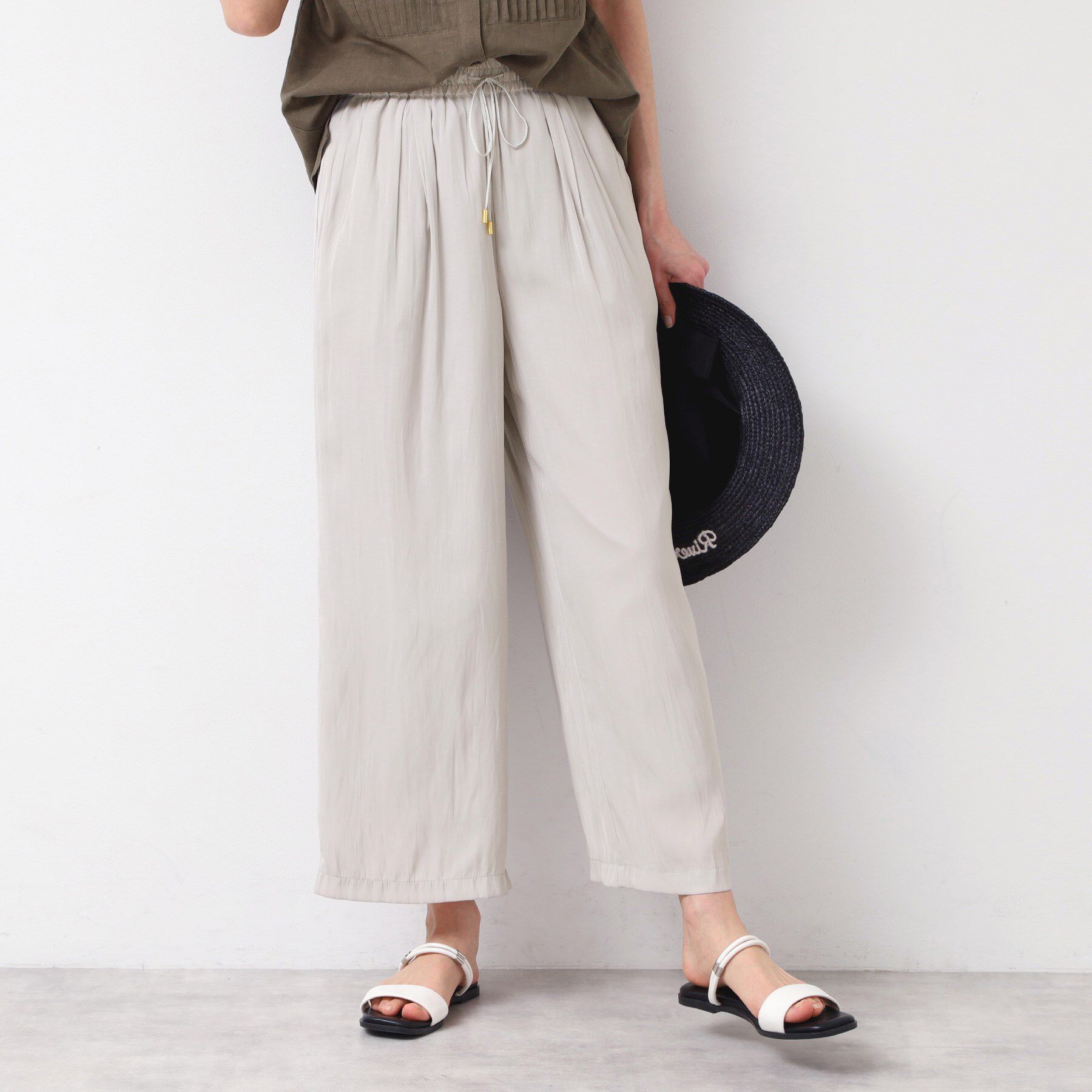 Dessin「【ウエストゴム・洗える】サテンワイドパンツ」|その他|