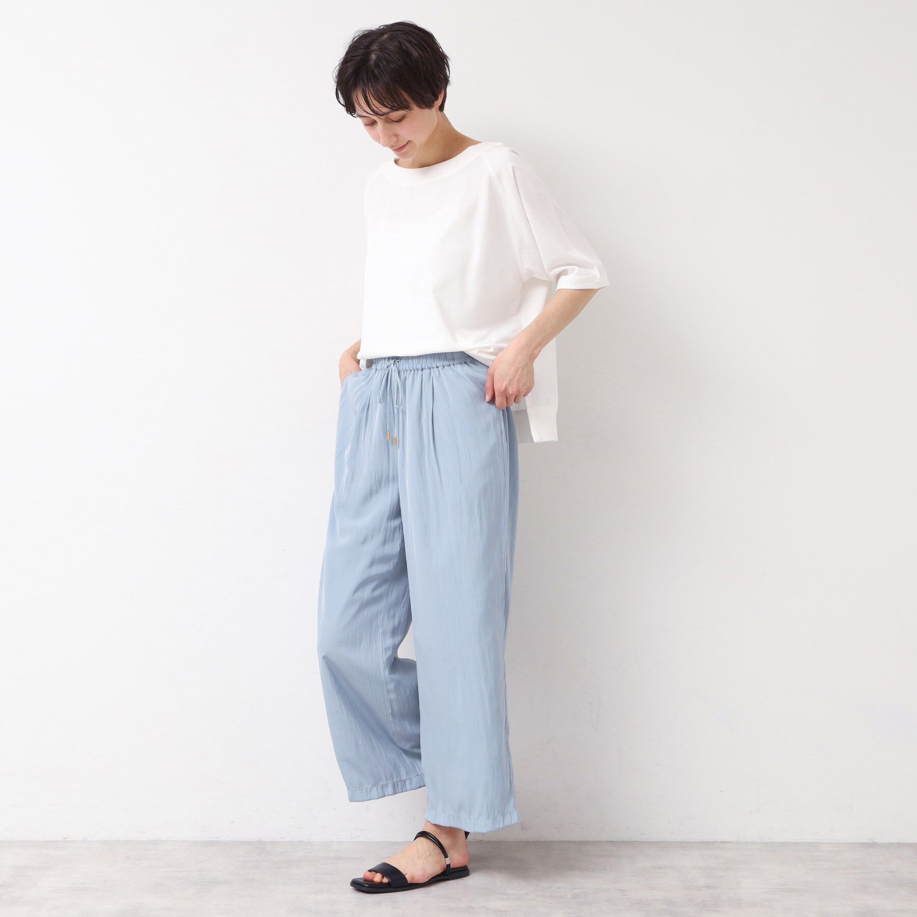 Dessin「【ウエストゴム・洗える】サテンワイドパンツ」|その他|