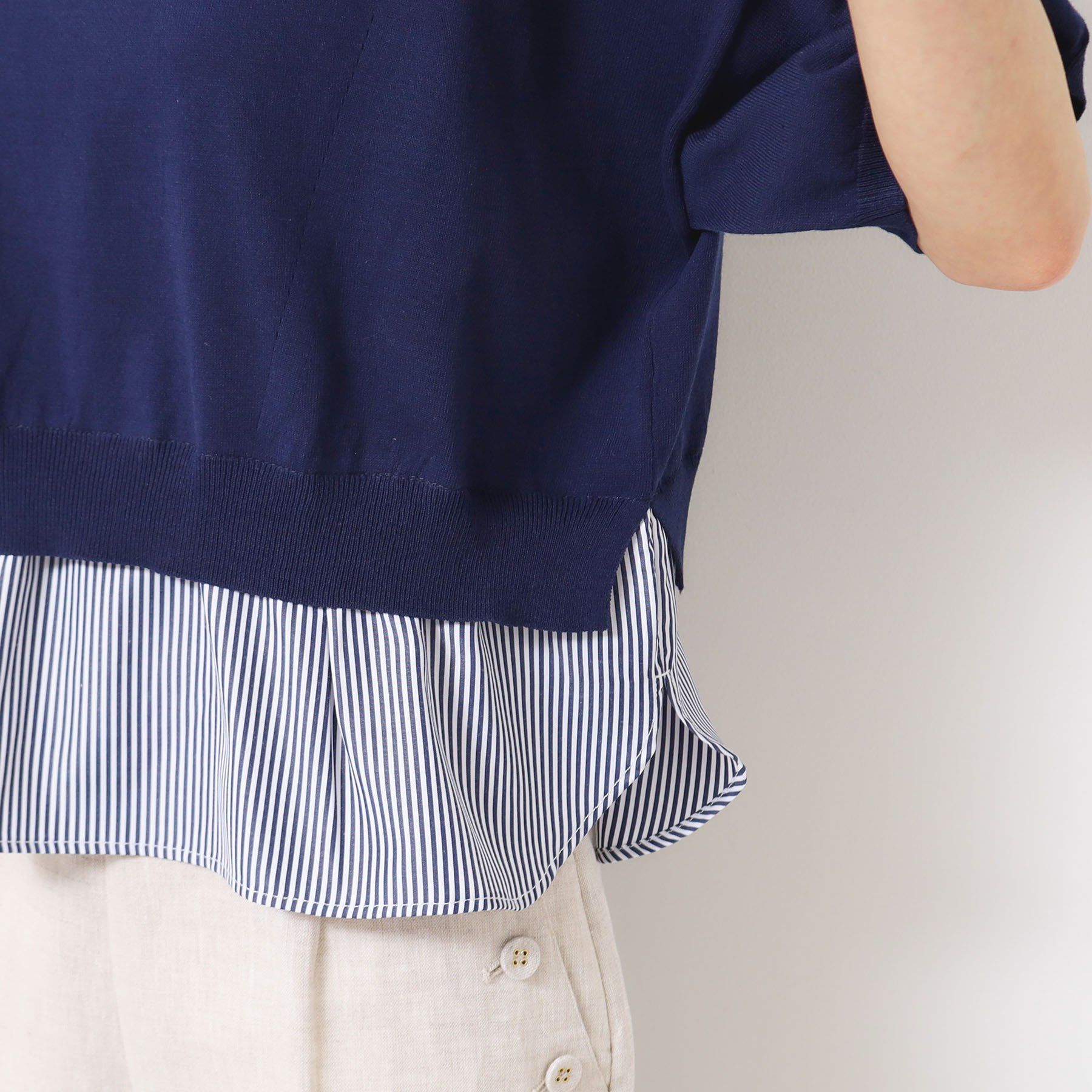 Dessin「【洗える】シャツレイヤード風五分袖ニット」|ニット・セーター|