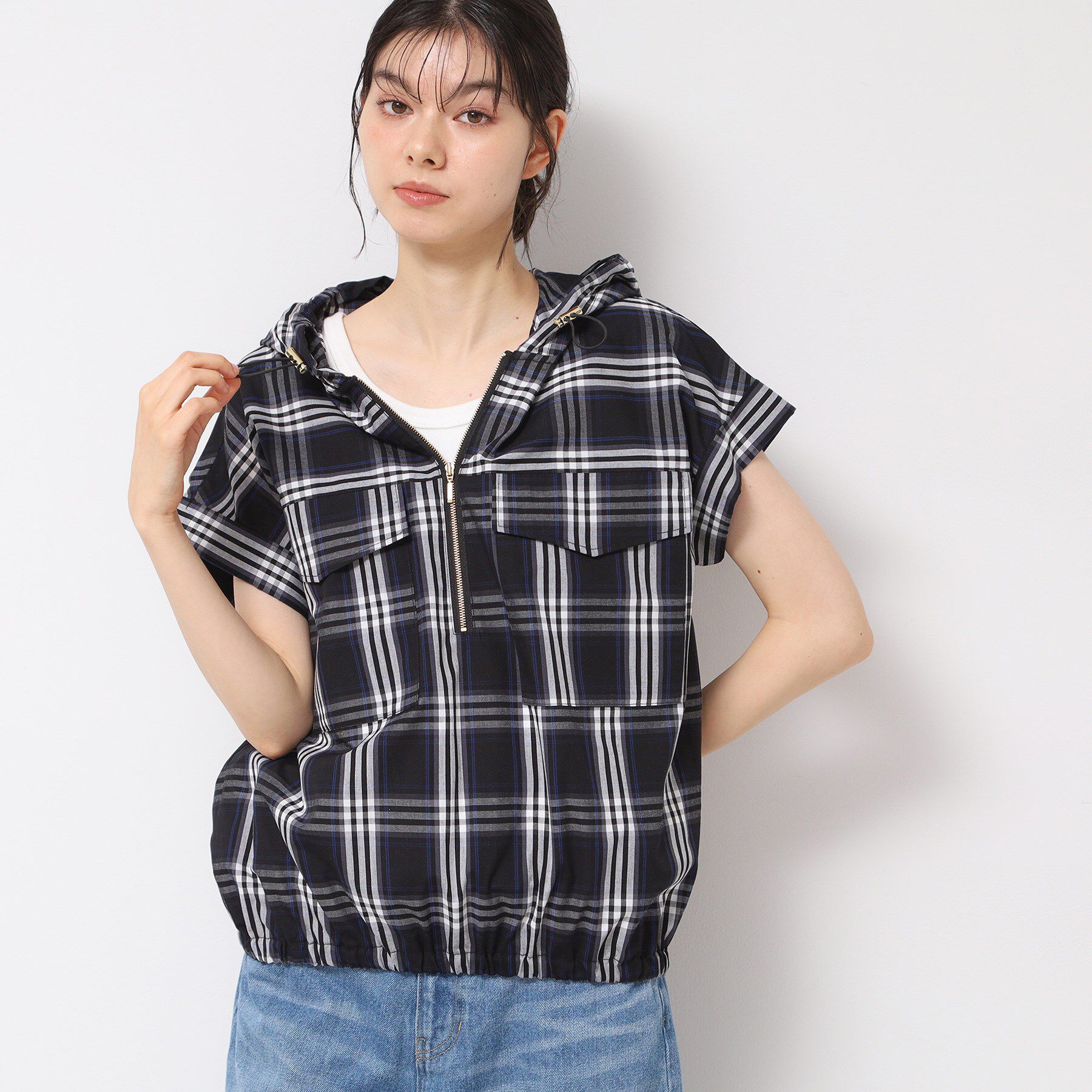 Dessin「【洗える】ハーフジップフーディーシャツ」|シャツ・ブラウス|ブルー(293)