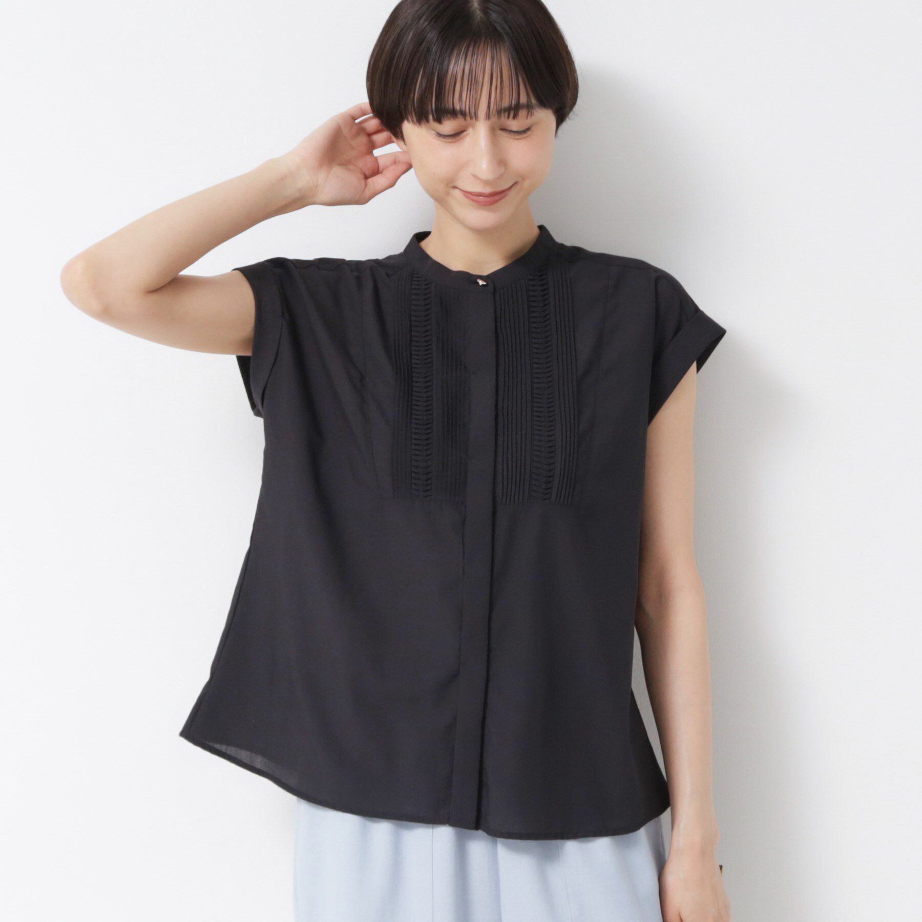 Dessin「【洗える】ピンタックデザインフレンチスリーブブラウス」|シャツ・ブラウス|