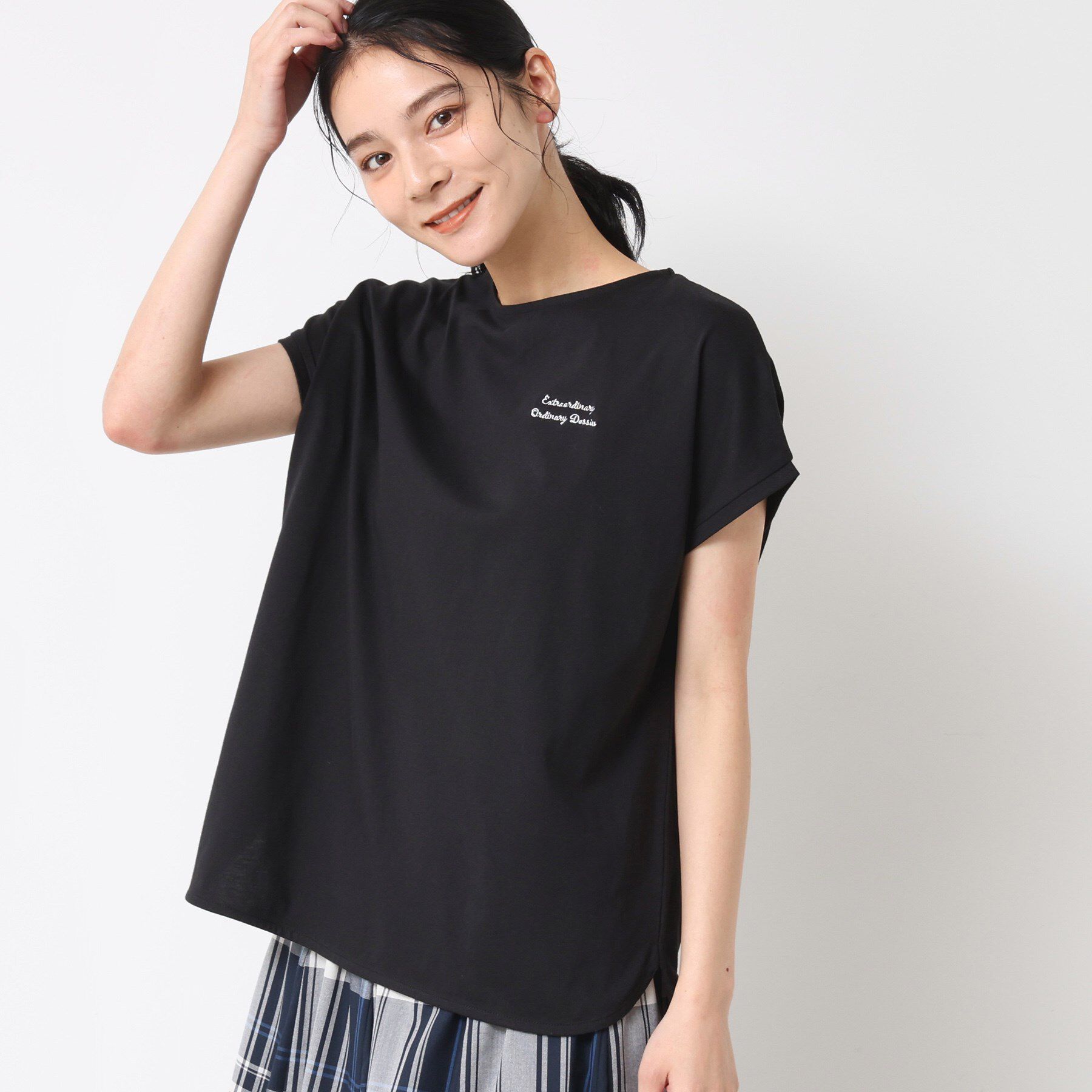 Dessin「【洗える】フレンチスリーブロゴ入りTシャツ」|Tシャツ・カットソー|