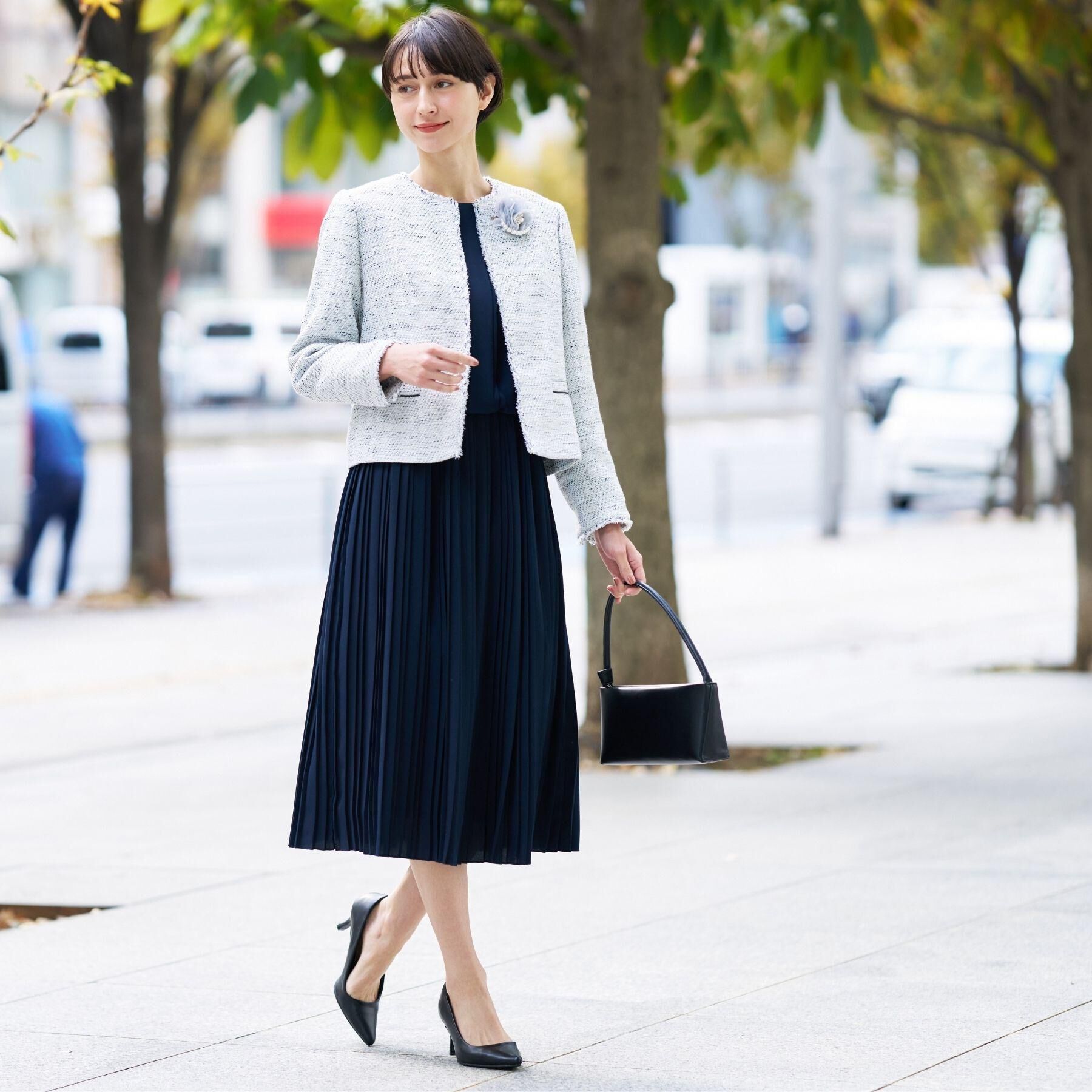 Dessin「【入卒/セレモニー】ツイードクルーネックジャケット」|ノーカラージャケット|