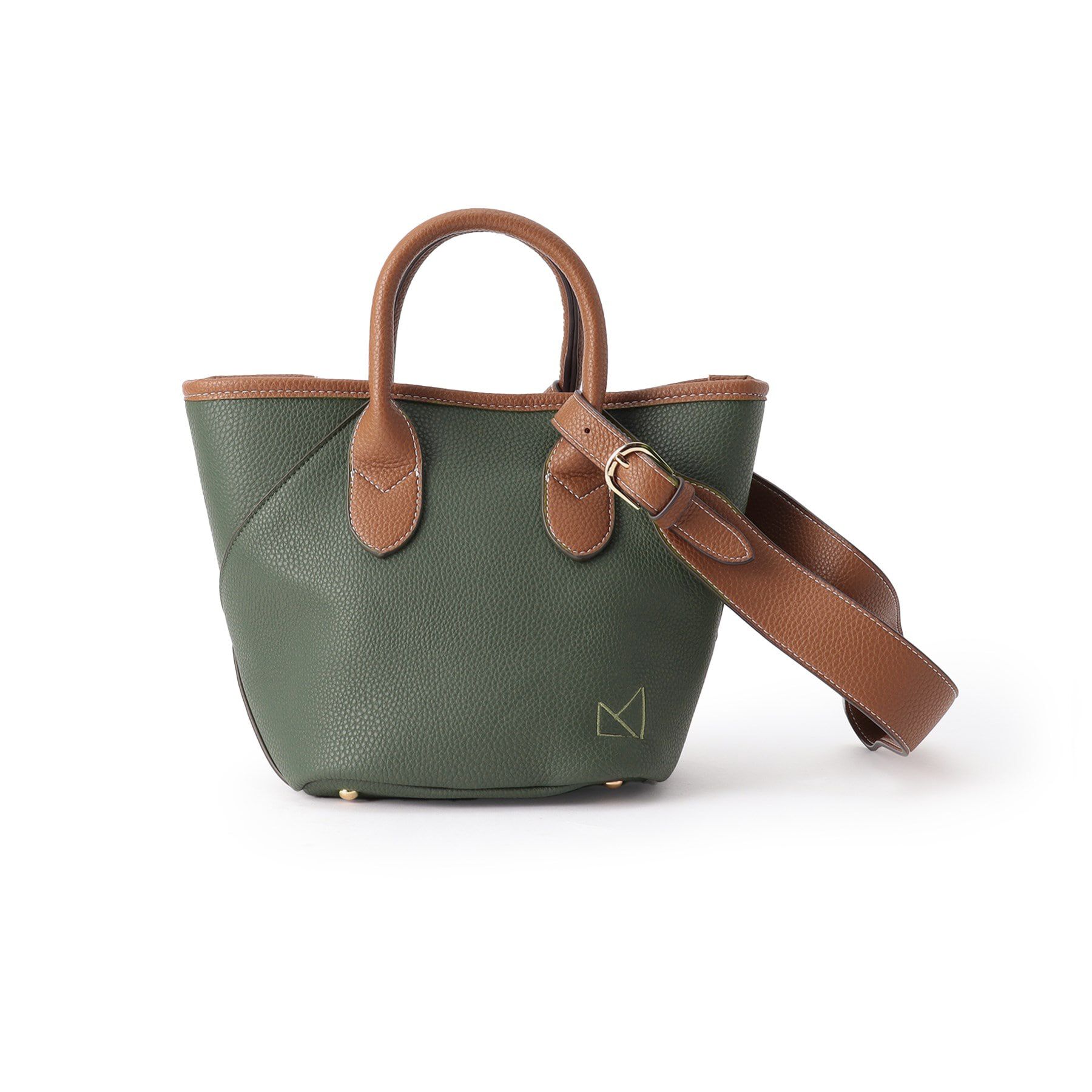 Ober Tashe「【内ポケット充実！】シュリンク合皮手提げミニトート」|ハンドバッグ|カーキ(027)