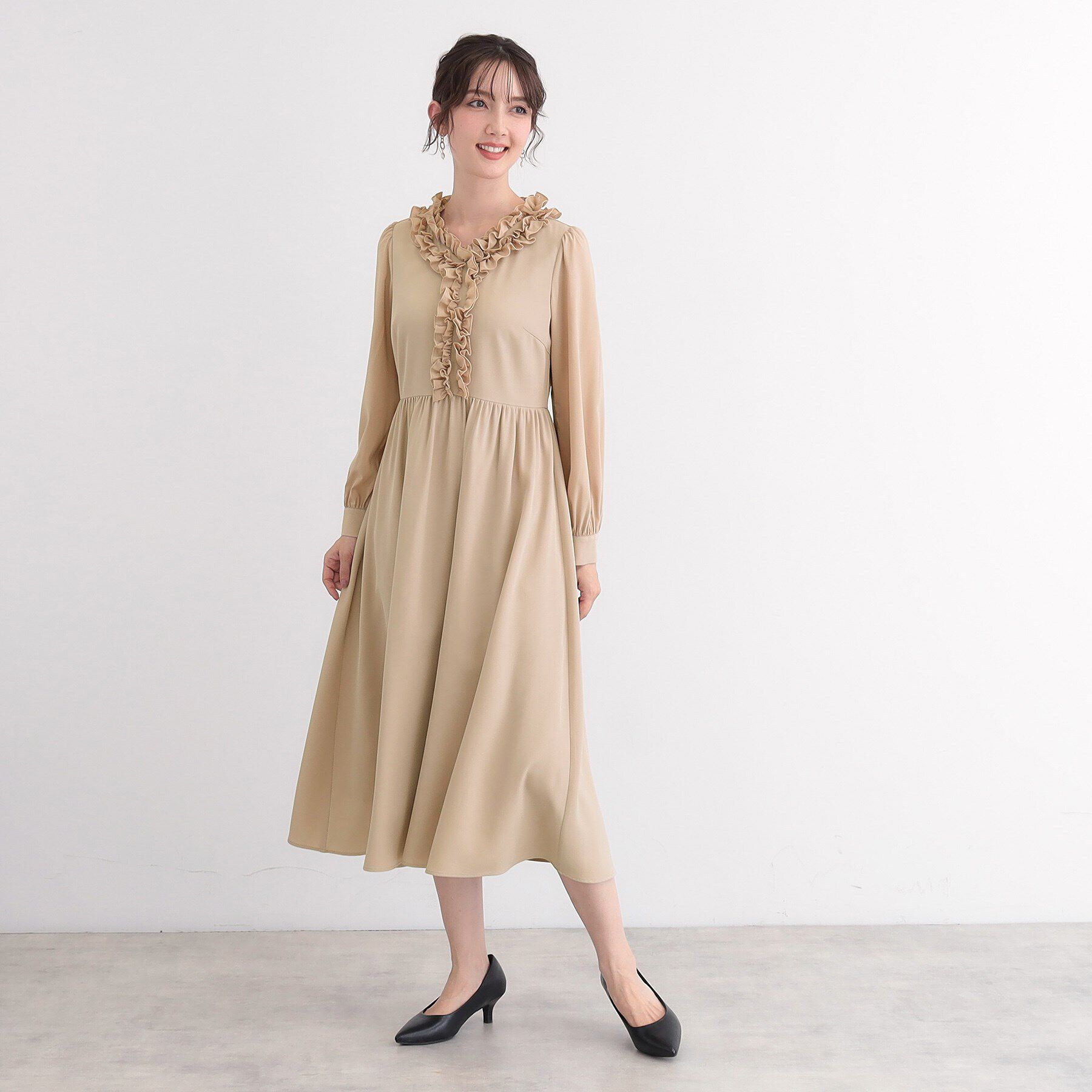 SunaUna「【オケージョン対応可／衿フリル】フェミニンワンピース」|ワンピース|