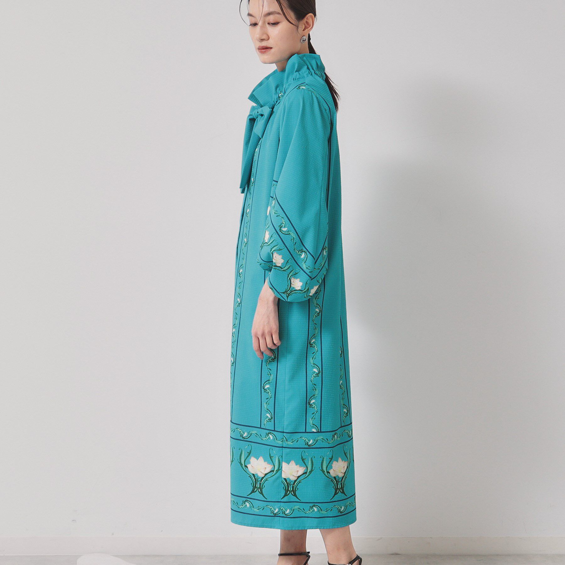 SunaUna「【スタンドフリル＆リボン】オリエンタルパネルワンピース」|ワンピース|